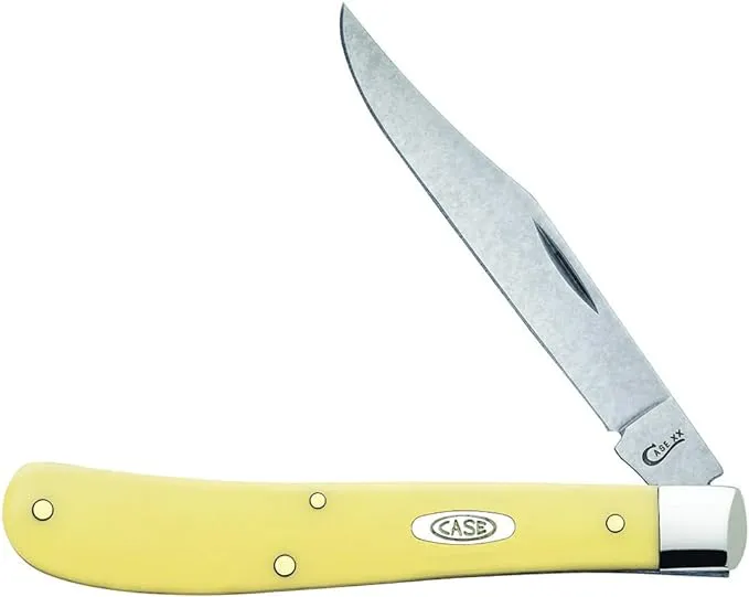 Case WR XX Pocket Knife Yellow Synthetic Slimline Trapper Cv Item #031 - (31048 Cv) - Length Closed: 4 1/8 Inches