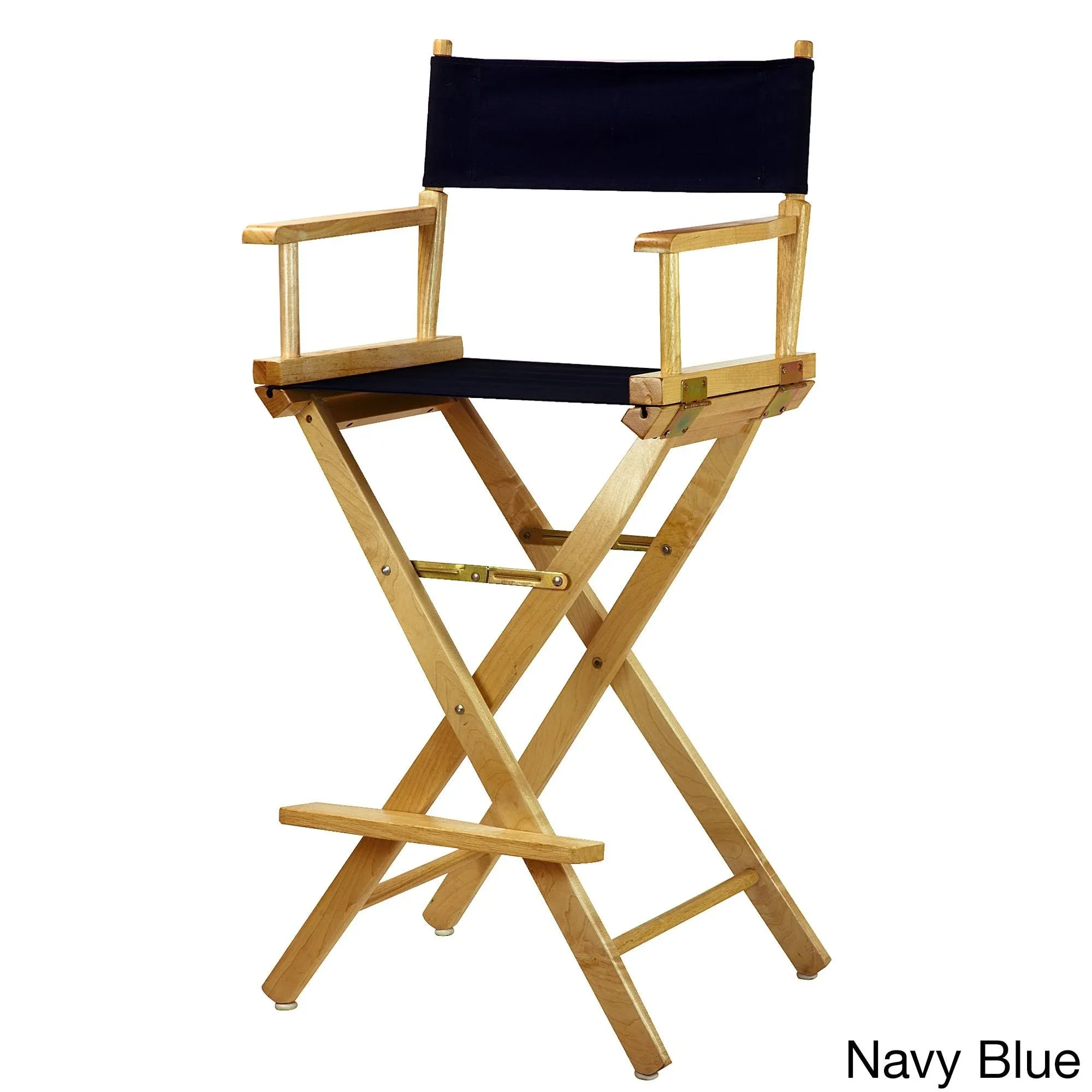 Casual Home Director's Chair ,Natural Frame/Navy Canvas,30" - Bar Height