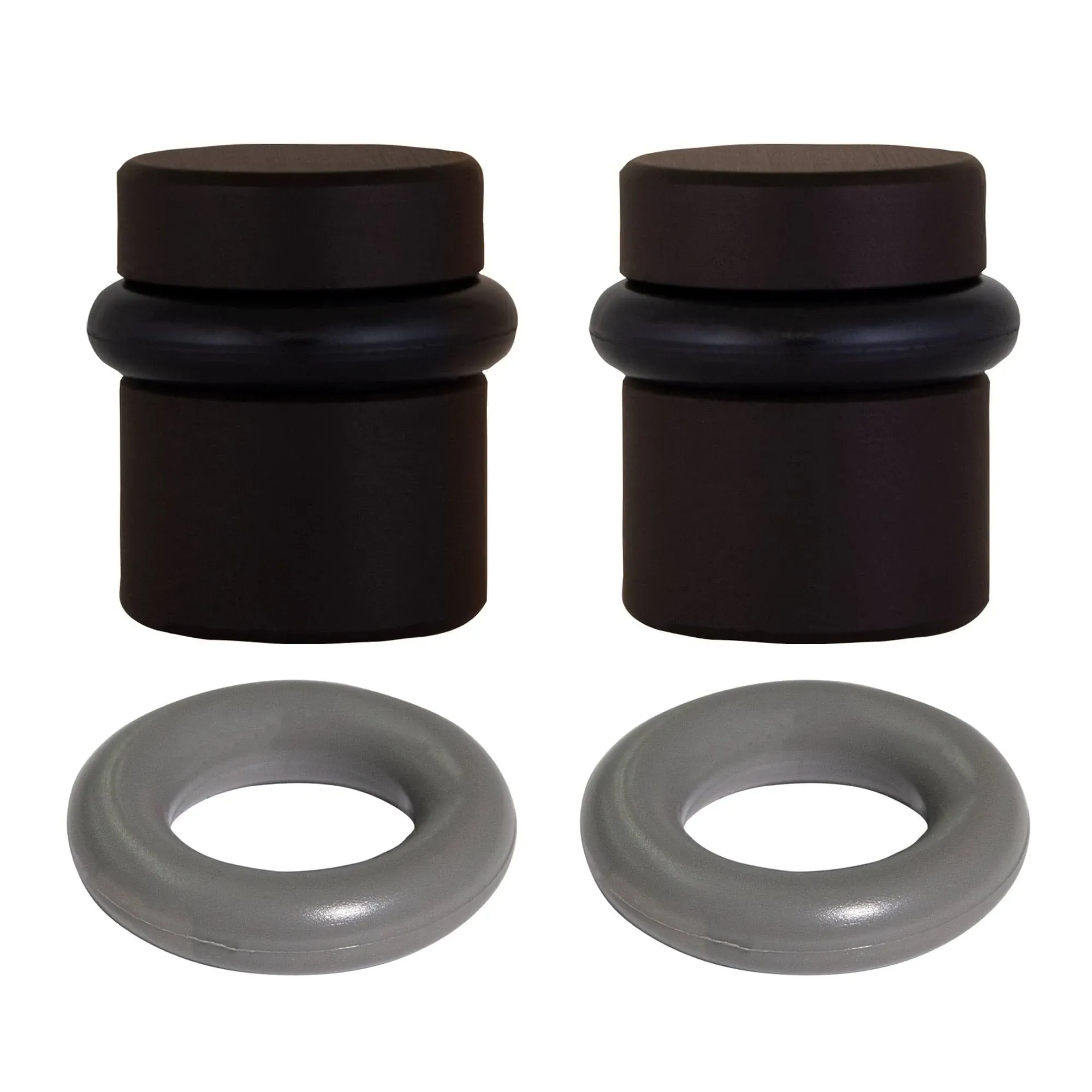 Modern Cylindrical Door Stop, Design House Oil Rubbed Bronze Floor Rubber Bumper, 2-Pack, 189332-ORB