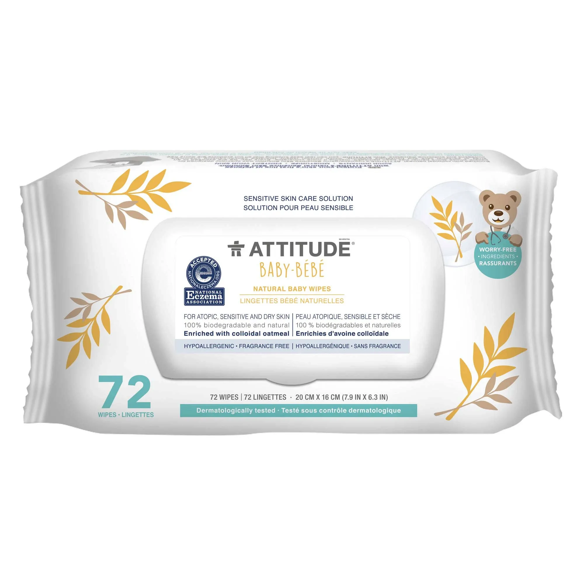 Attitude Sensitive Skin Care Natural Baby Wipes - Baby - 72 Count