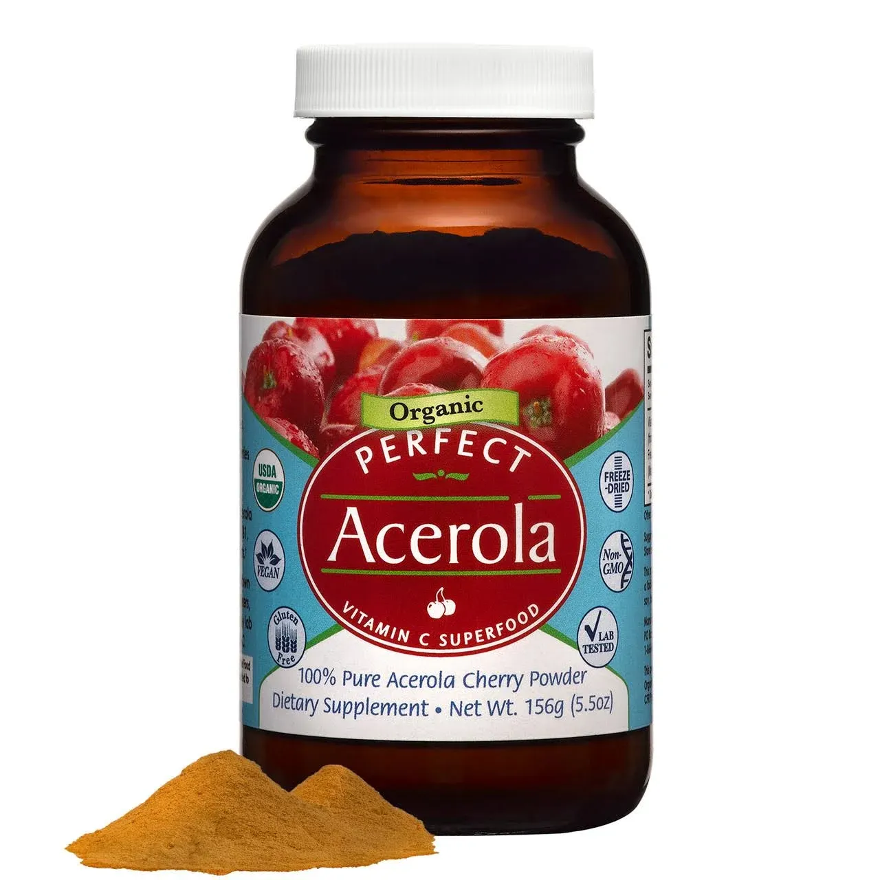 Perfect Supplements – Perfect Acerola Powder – 156 Grams – 100% Pure Acerola Cherry – All-Natural Vitamin C Superfood – Immune System Support