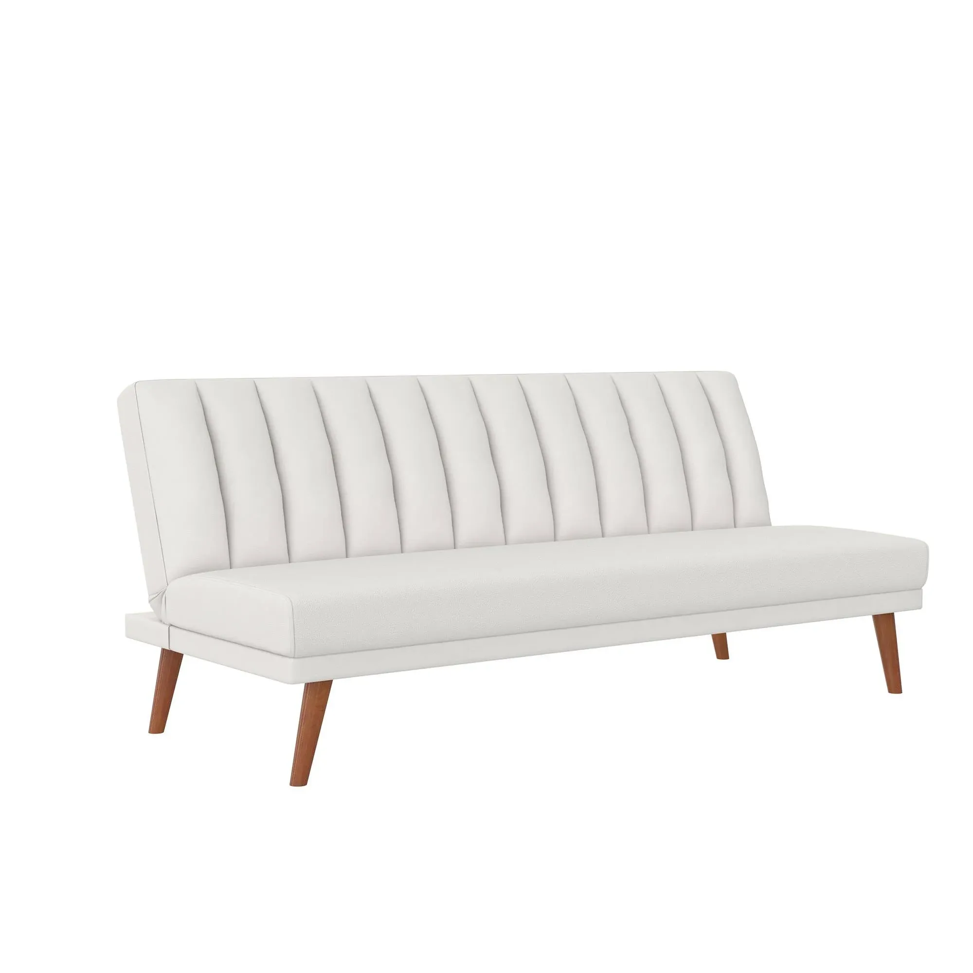 Novogratz Brittany White Faux Leather Armless Futon