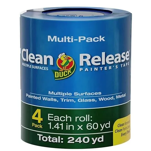 Duck Clean Release 1.41 in. x 60 yd. Blue Painter's Tape, 4-Pack