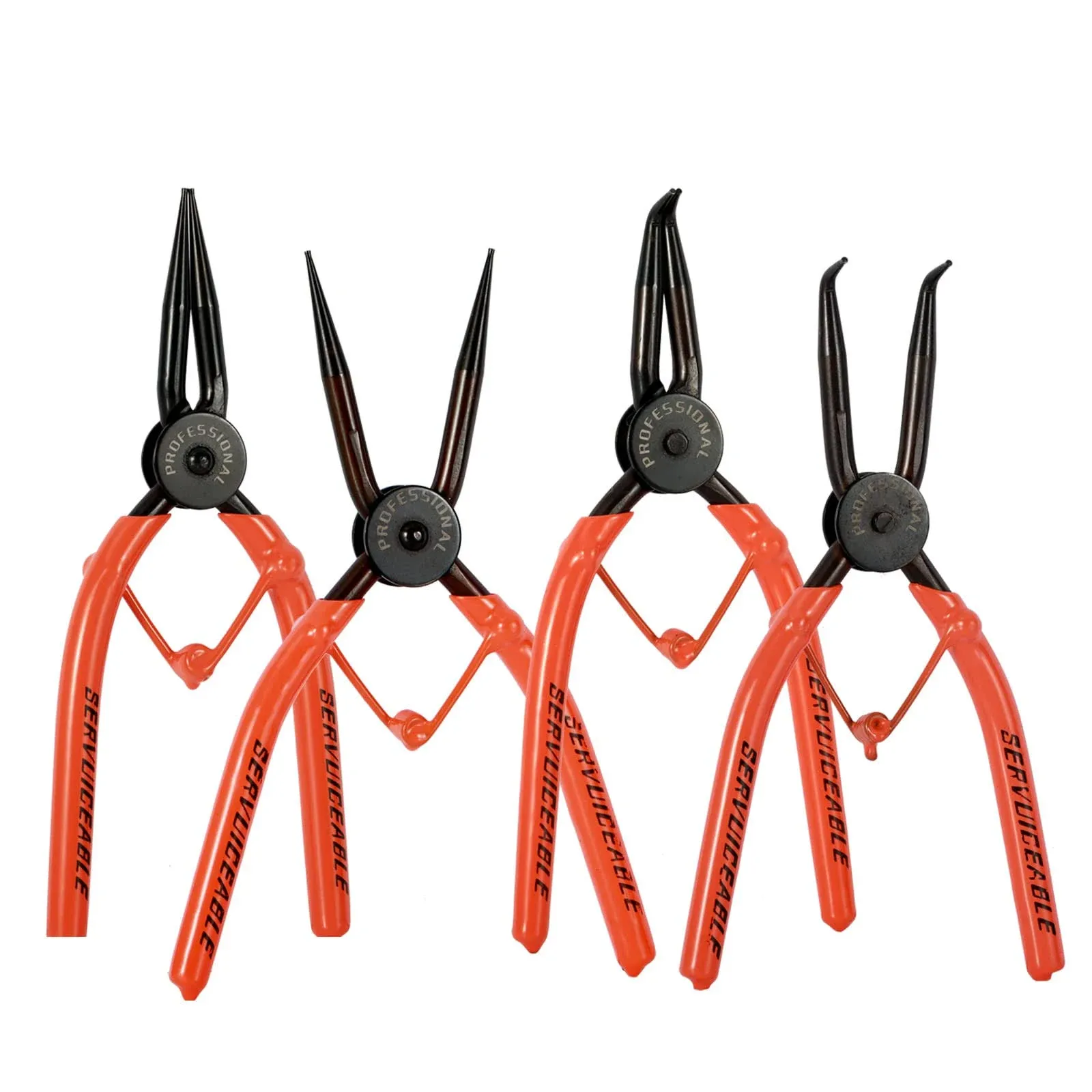 7-inch Snap Ring Pliers Set 4-piece Heavy Duty Internal/Exter<wbr/>nal Circlip Plie