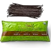 Organic Madagascar Vanilla Beans. Whole Grade A Vanilla Pods for Vanilla Extract And Baking