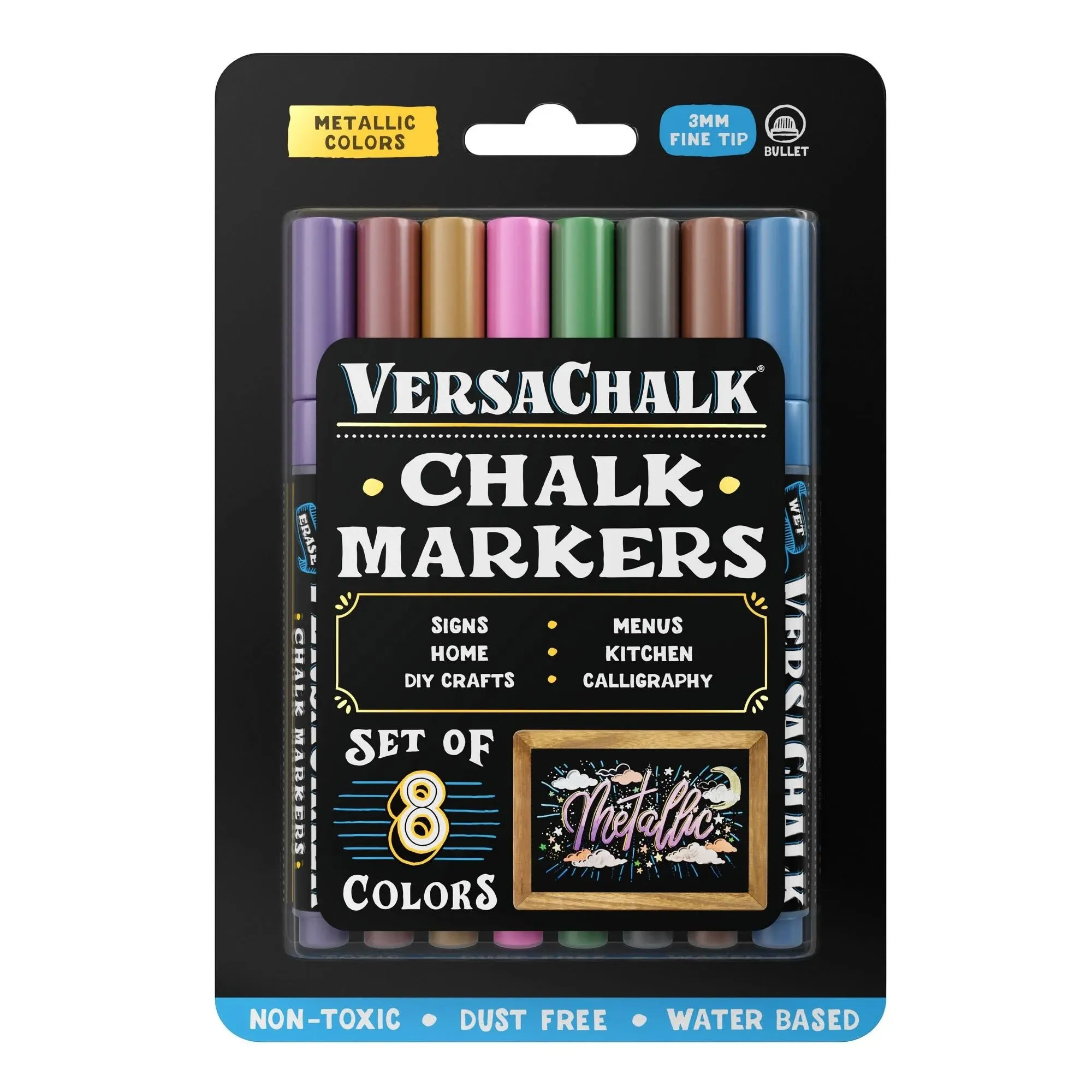 Versachalk Metallic Liquid Chalk Markers 3mm Fine Tip