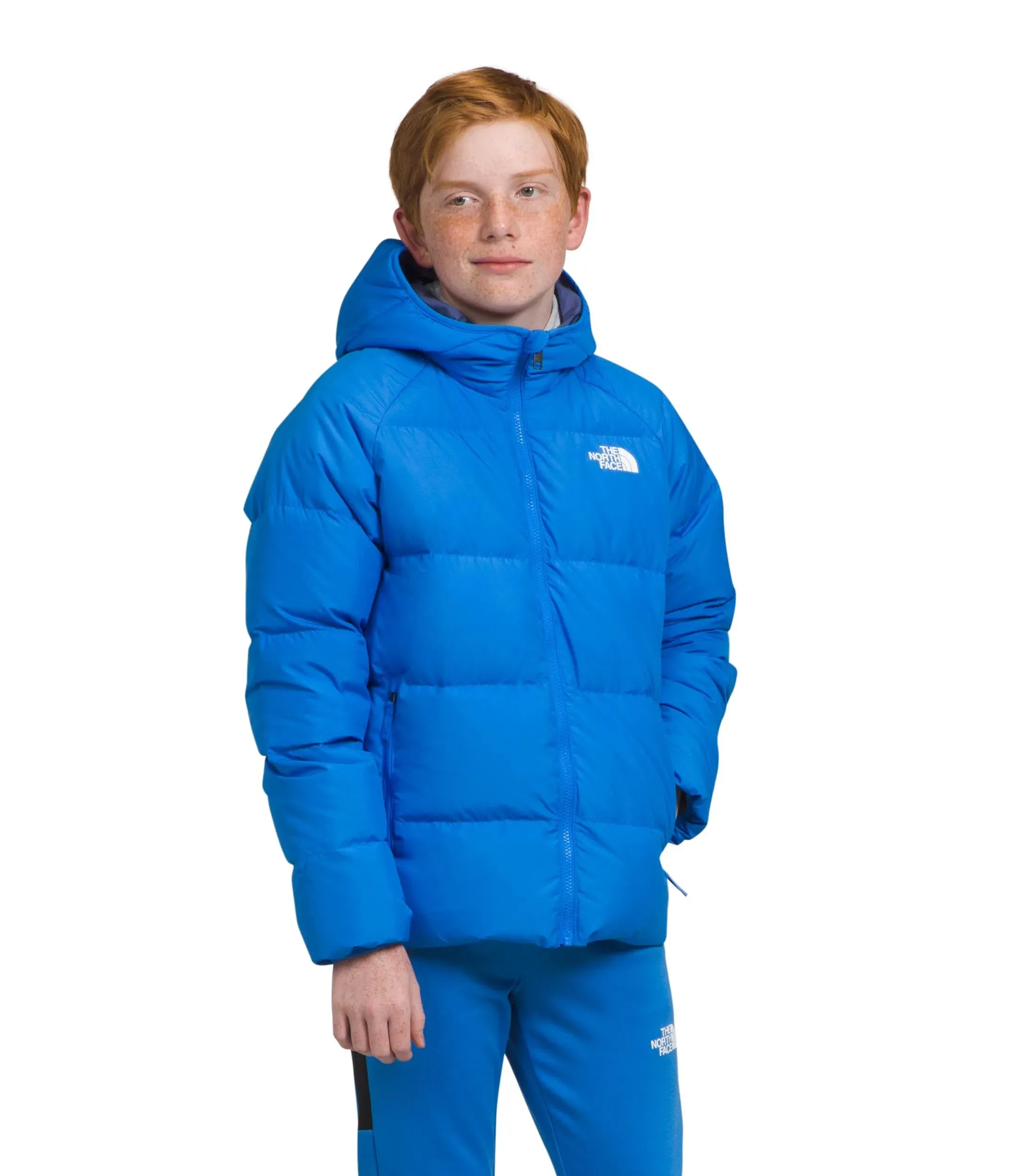 The North Face Boys' Reversible North Down Hooded Jacket, Large, Optic Blue