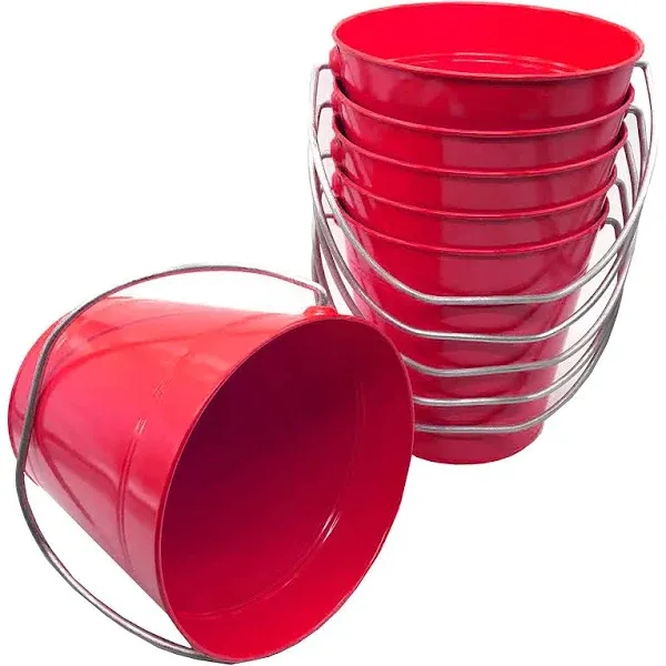 italia 10300 7.5 x 7.5 in. Red Metal Bucket - 6 Pack