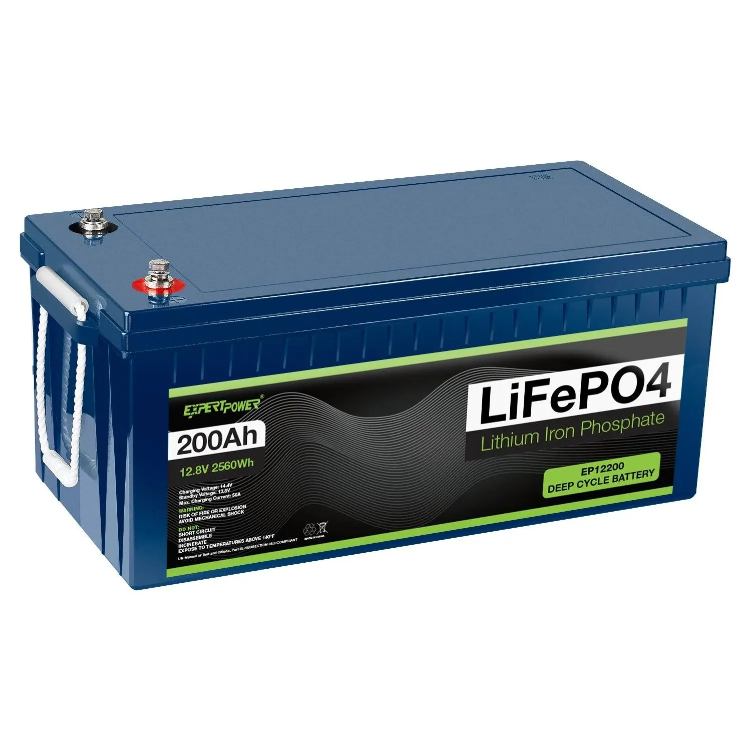 ExpertPower 12V 200Ah Lithium LiFePO4 Deep Cycle Rechargeable Battery | Bluetooth | 2500-7000 Life Cycles & 10-Year Lifetime | Built-in BMS | RV, Van, Solar, Marine, Overland, Off-Grid