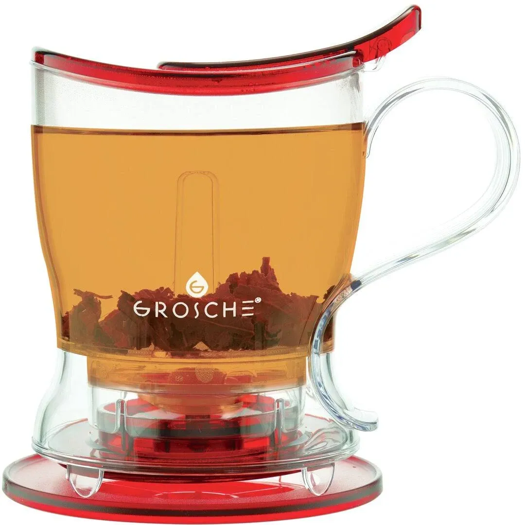 GROSCHE Aberdeen Easy Pour Tea Steeper Teapot, Red