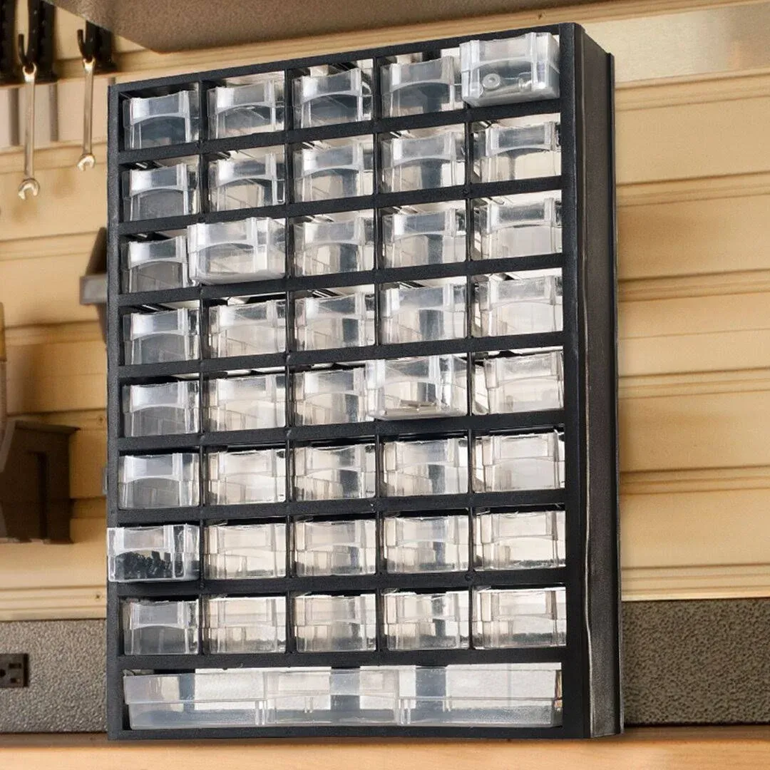 Stalwart 41-Compartment Hardware Storage Box, Black