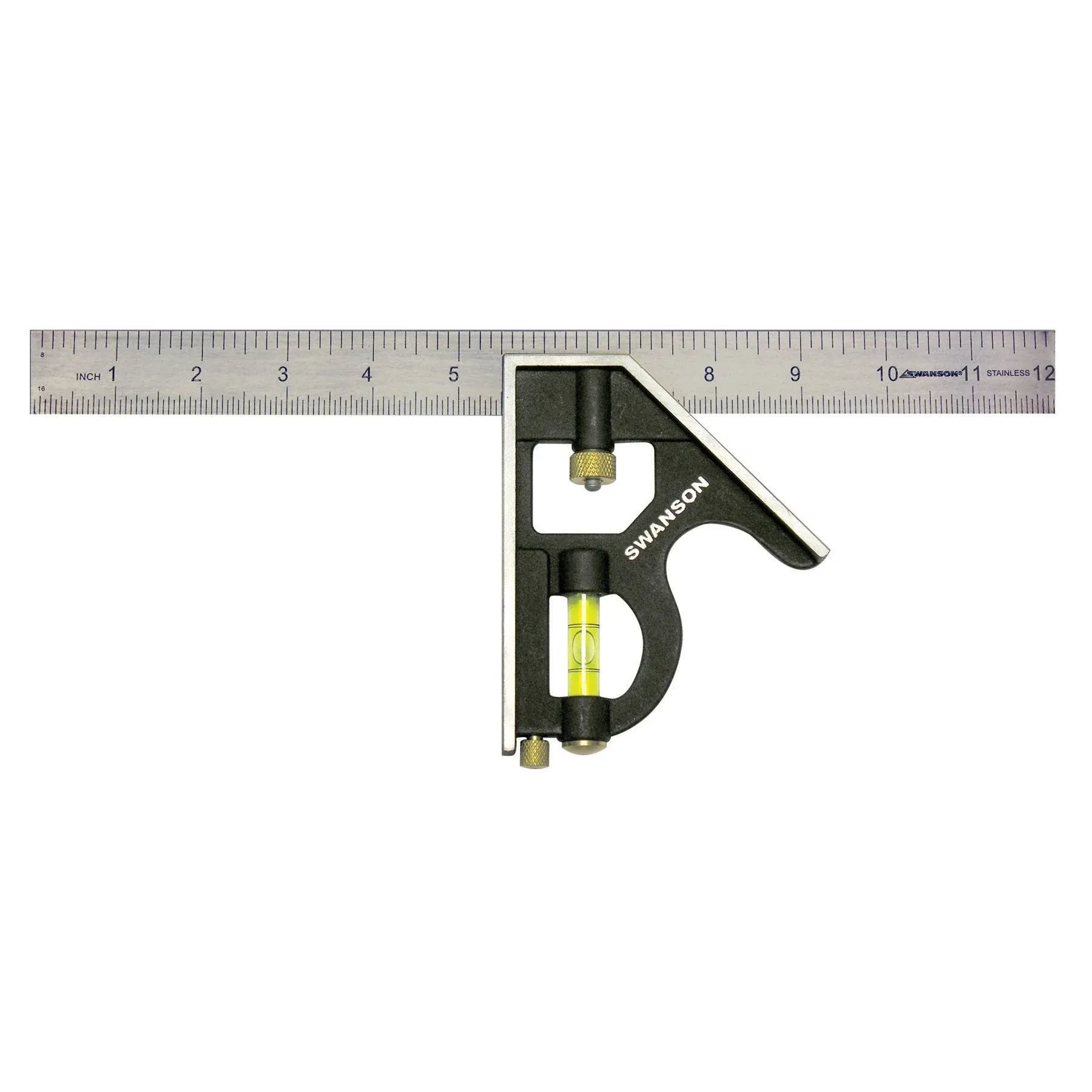 Swanson TC132 Combination Square, 1 in W Blade, 12 in L Blade, SAE Graduation, Stainless Steel Blade