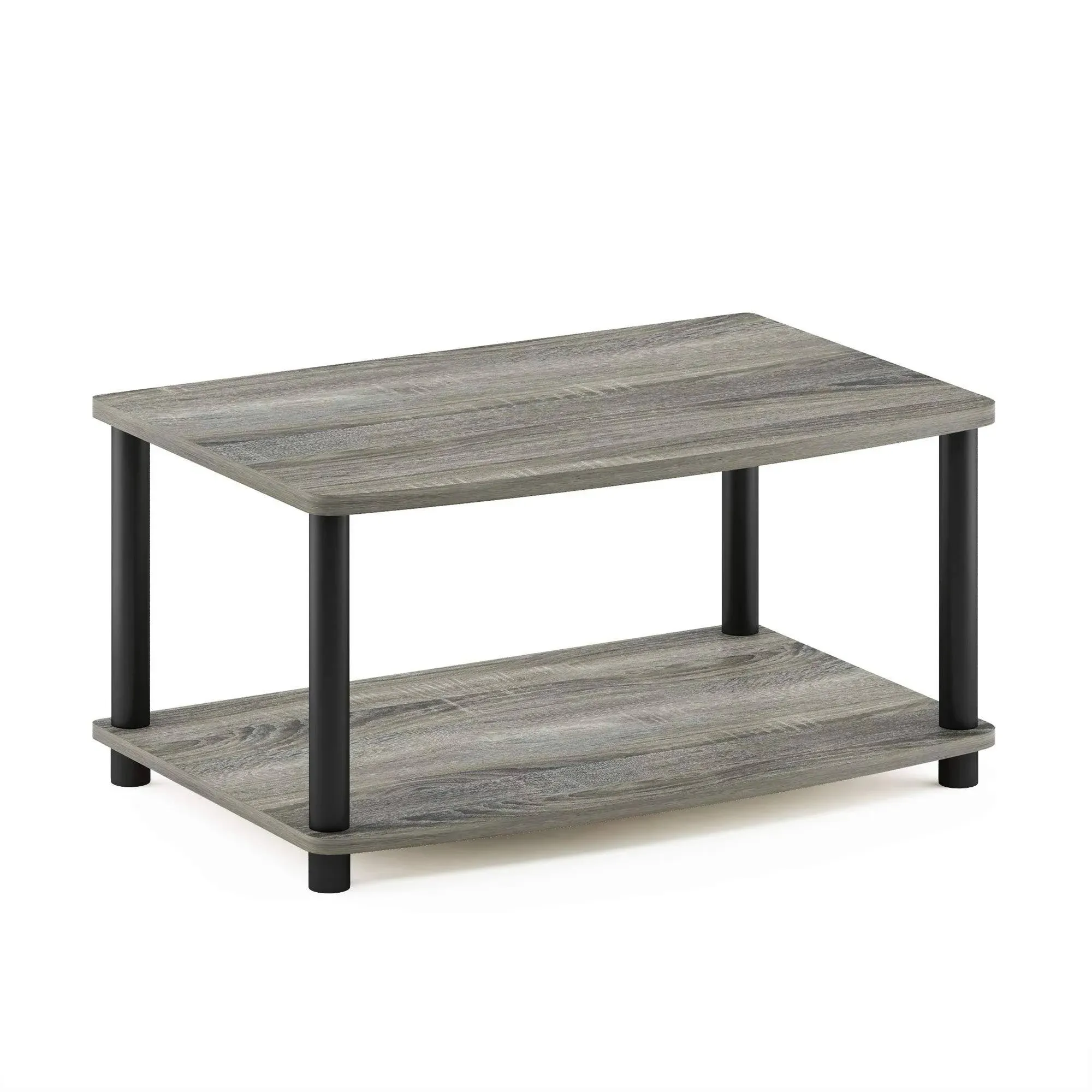 Furinno Turn-N-Tube 2-Tier Elevated TV Stand, Oak Grey/Black