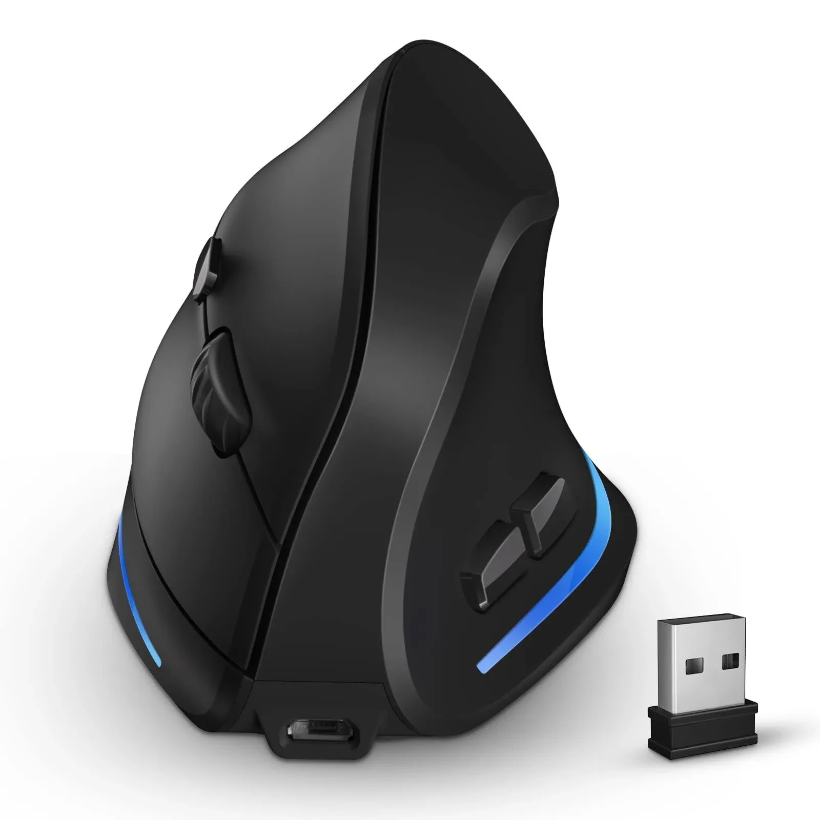 Vertical Wireless Mouse with Built-in Mouse Jiggler, Rechargeable Ergonomic Mouse ...