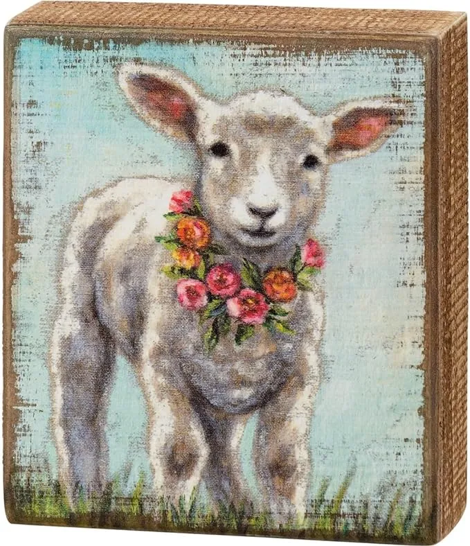 Lamb Wreath Box Sign PBK