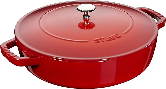 Staub Round Chistera Saute Pan - Cherry - 28cm Red