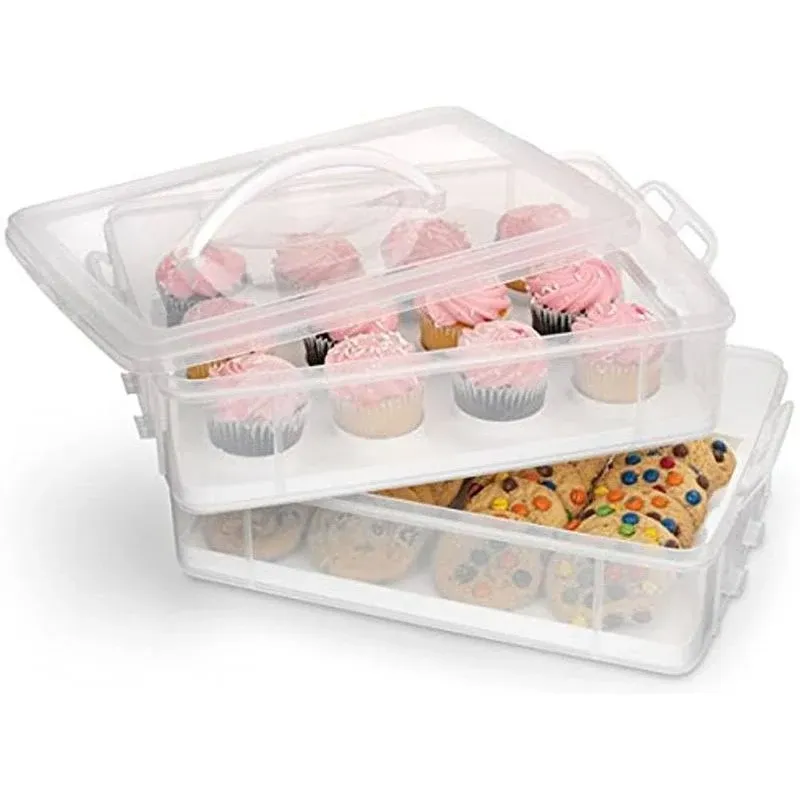 Charmed White 2-Layer Cupcake and Cookie Carrier