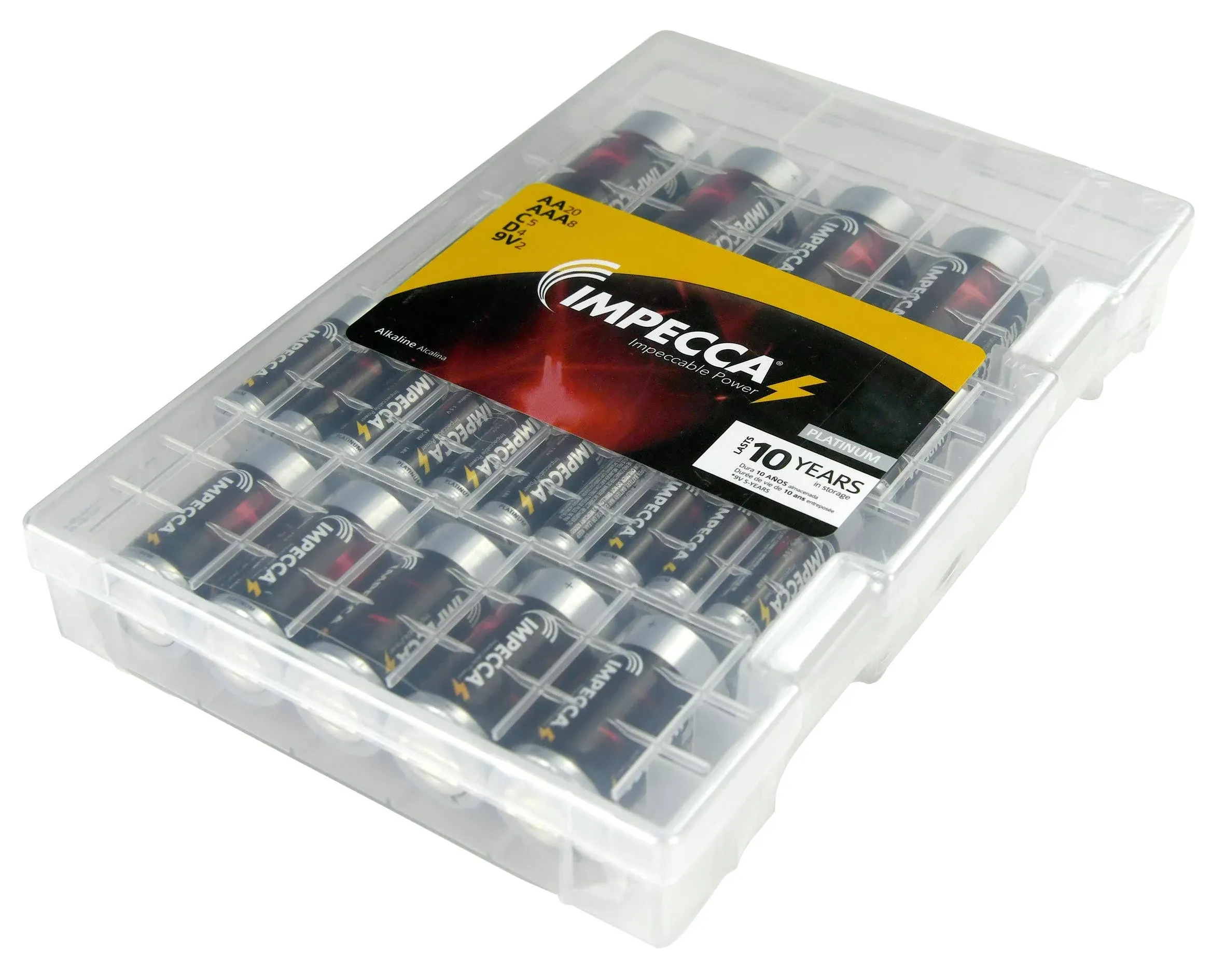 Impecca .AACD9VMIX39 Alkaline Aa20,aaa8,c5,d4,and9v2 39pc Mix