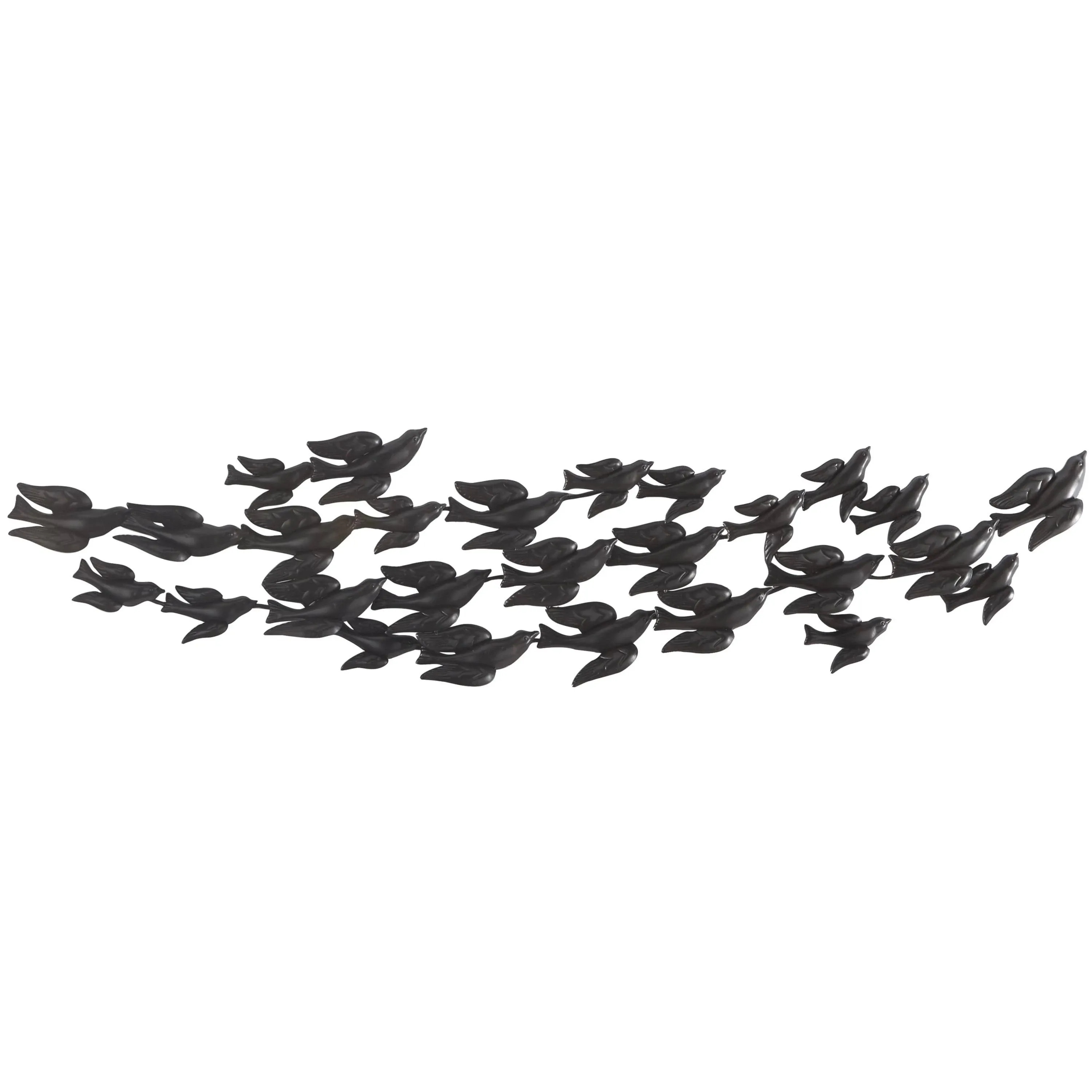 Flock of Birds Metal Wall Art Sculpture Modern 69L x 3W x 18H In. Black Finish