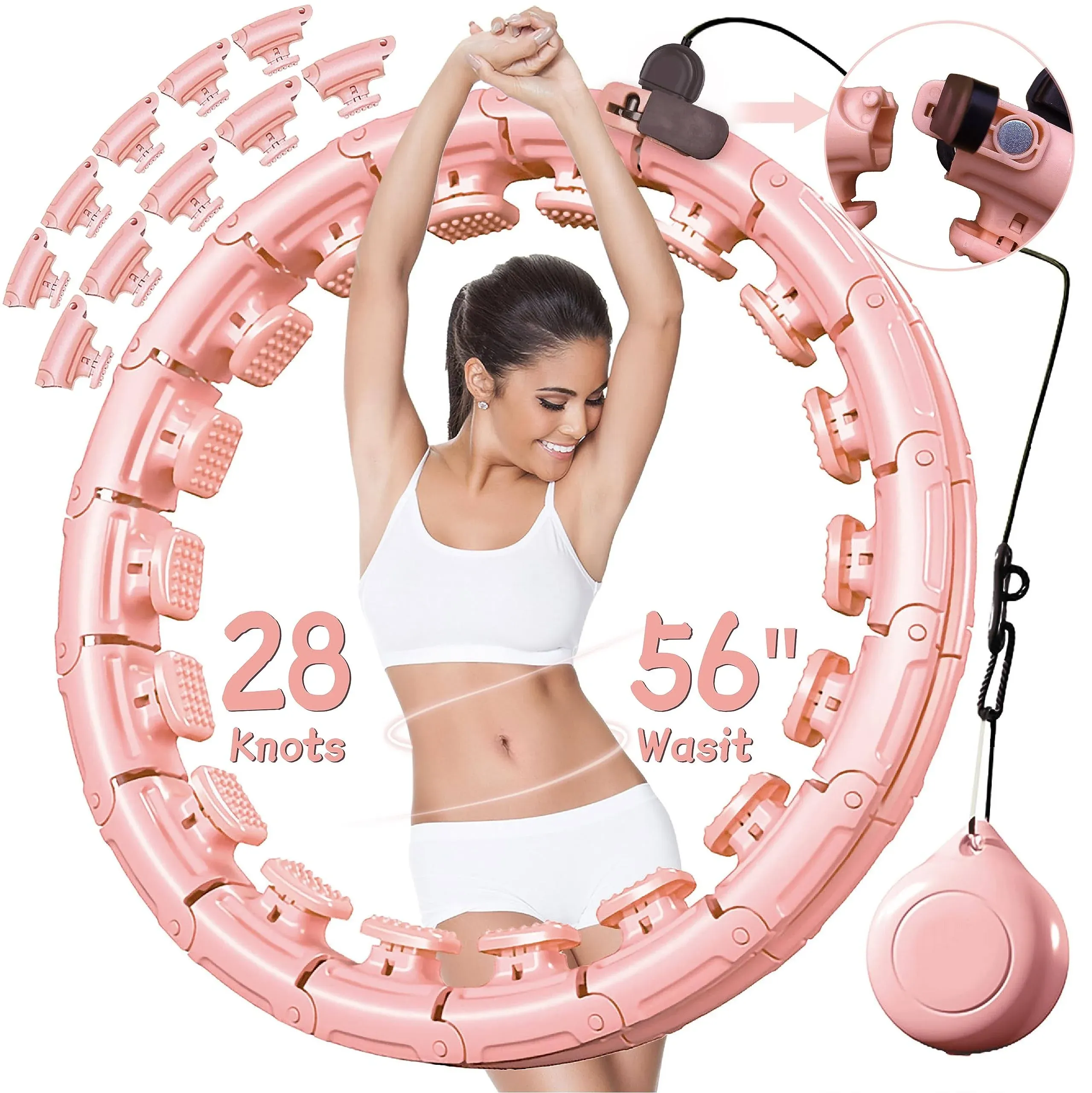 28/30 Knots, U1 Type Magnetic Lock Smart Weighted Hula Hoop for Adults Weight Loss, Infinity Hoop Plus Size, Children Adult Home Outdoors, Fitness Exercise, Abdominal Toner