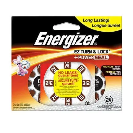 Energizer EZ Turn &amp; Lock Size 312 Hearing Aid Batteries, 24-Count EXP 01/23 New 