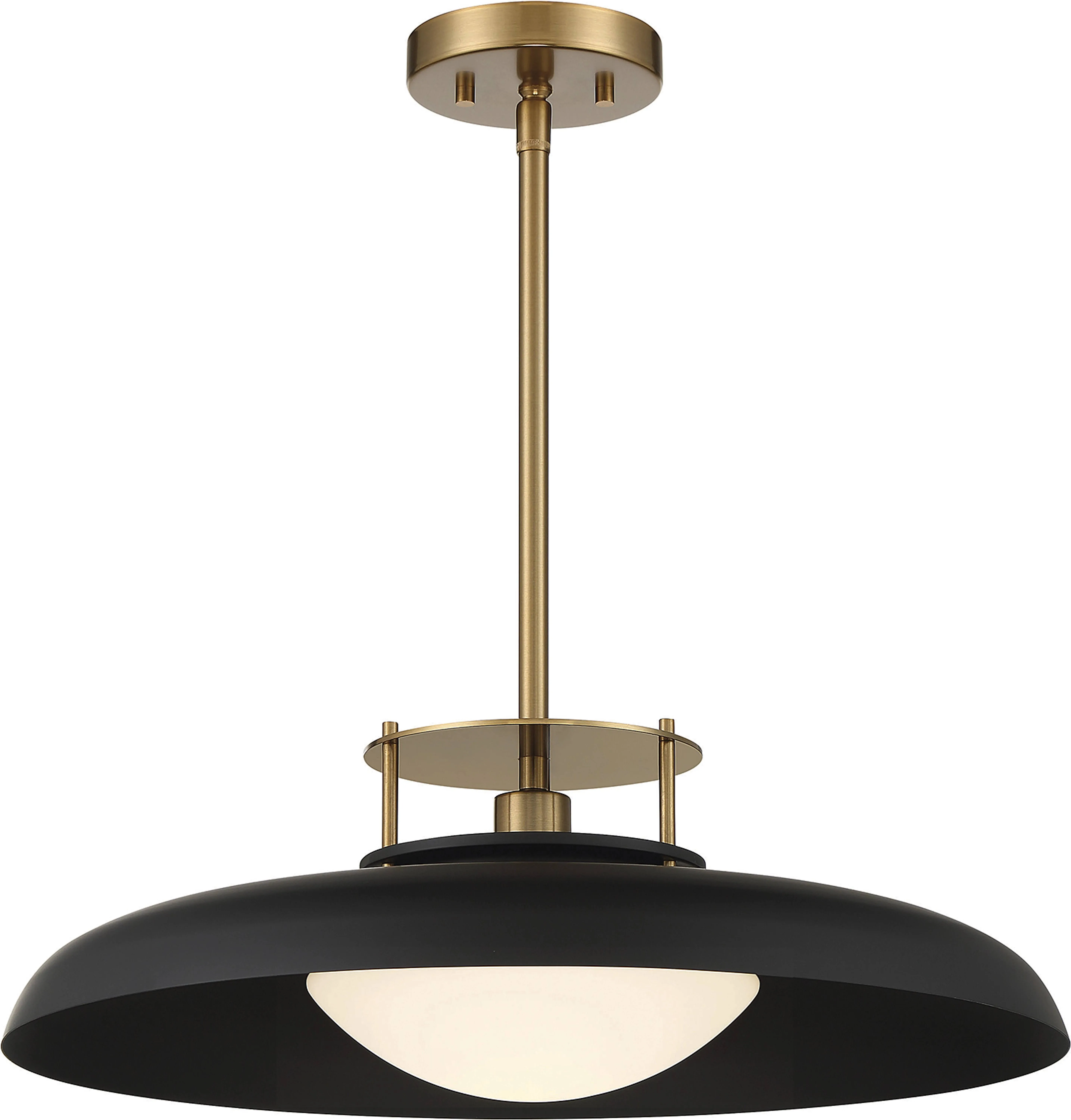 Gavin 1-Light Pendant in Matte Black with Warm Brass Accents (7-1690-1-143)