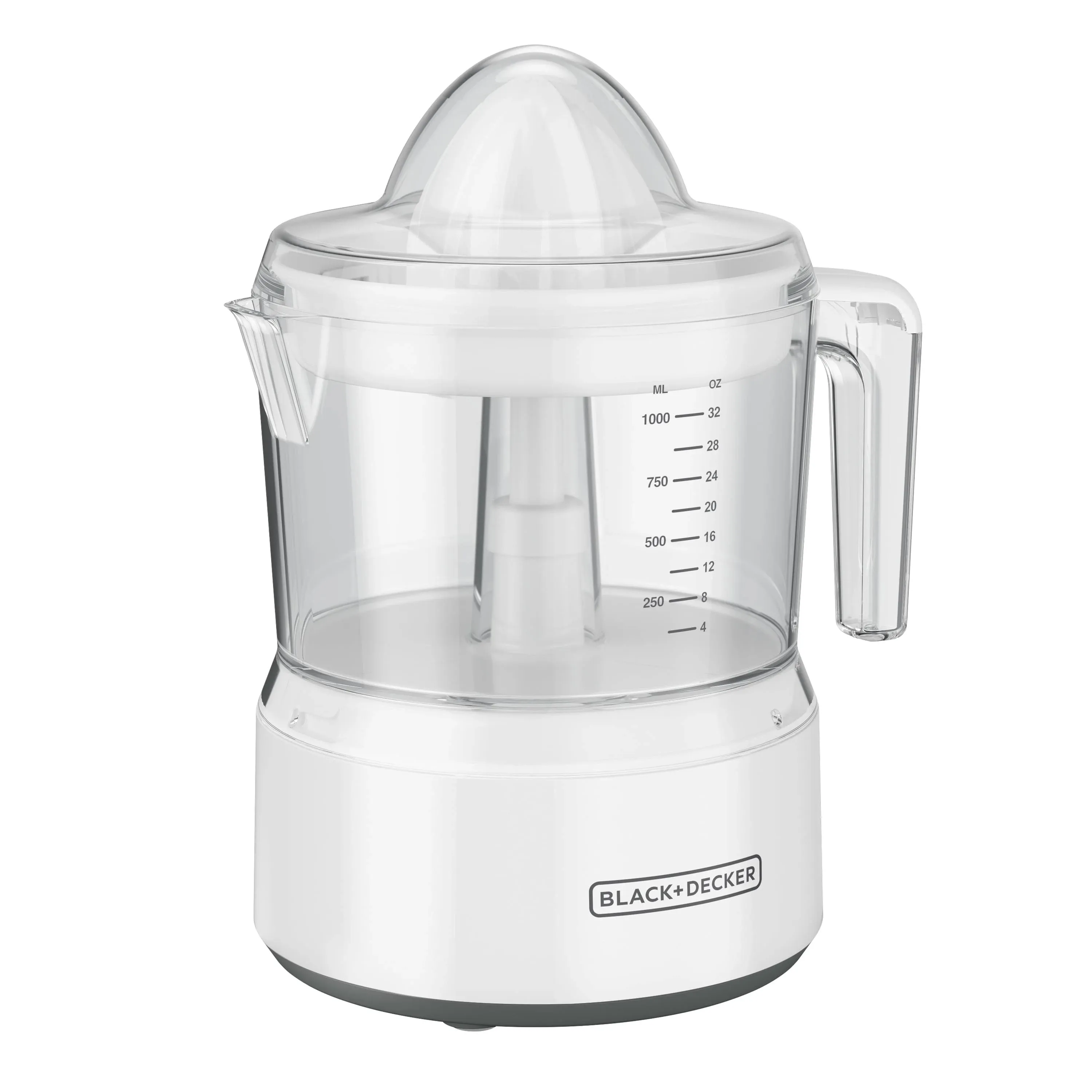 BLACK+DECKER 32oz Citrus Juicer with Self-reversing Cone, White, CJ650W