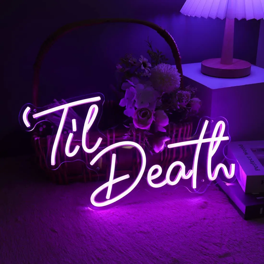 Planzo Til Death LED Neon Light Signs Wedding Birthday Party Wall Decor Sign Hom