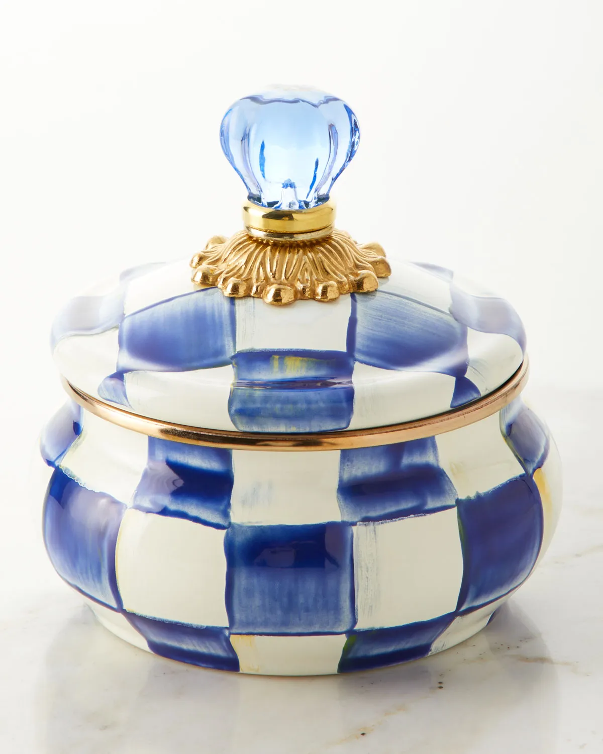 Royal Check Enamel Squashed Pot