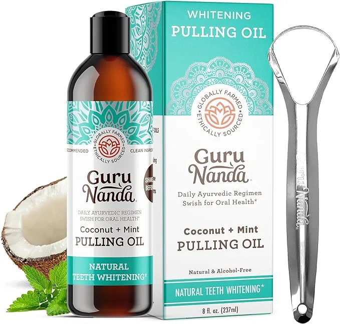 NA GuruNanda Oil Pulling with Coconut Oil and Peppermint Oil