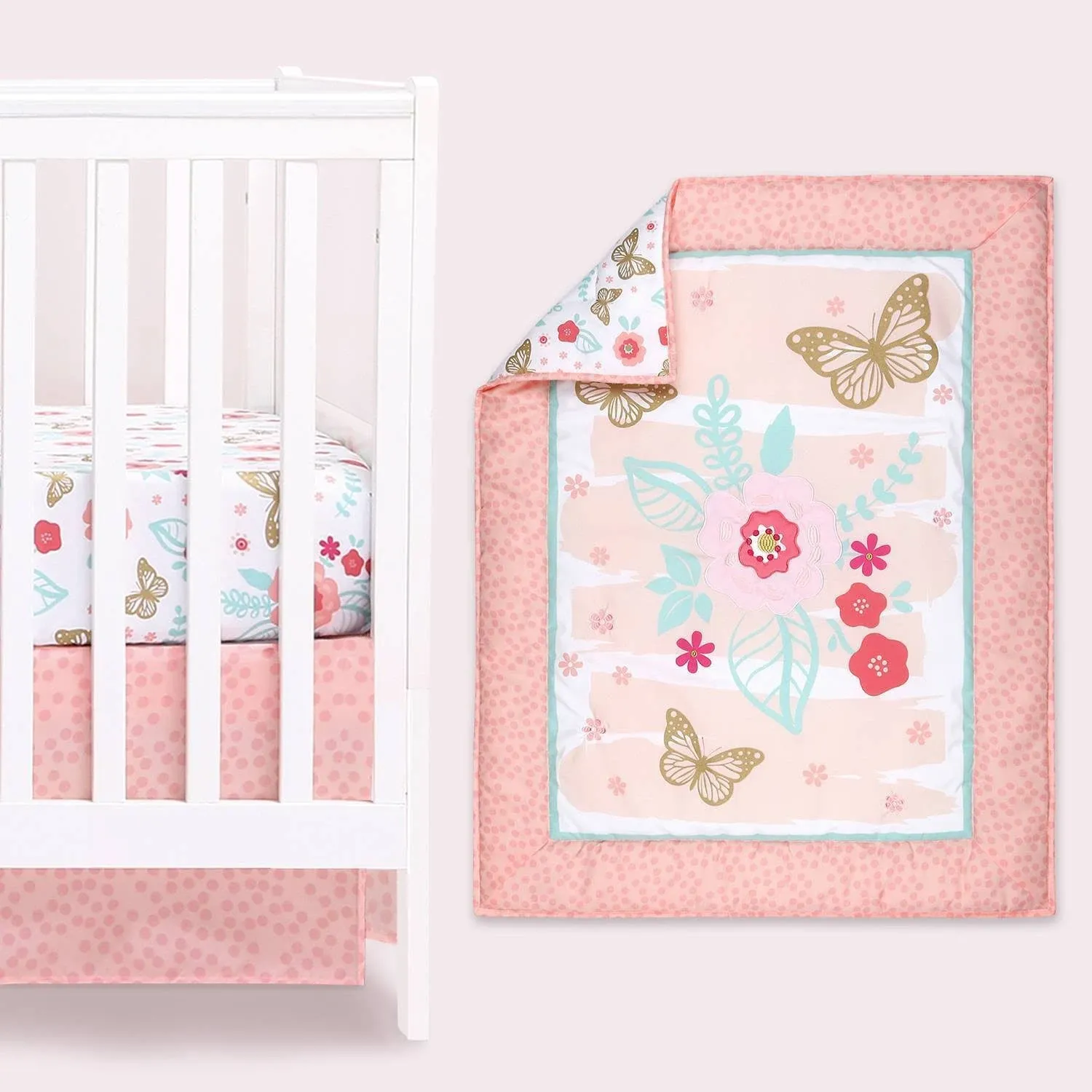 The Peanutshell Aflutter 3-Piece Crib Bedding Set