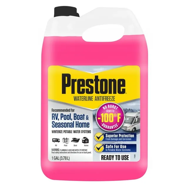 1 Gallon Waterline/RV Antifreeze PRESTONE -100 Degrees F No Burst Prediluted