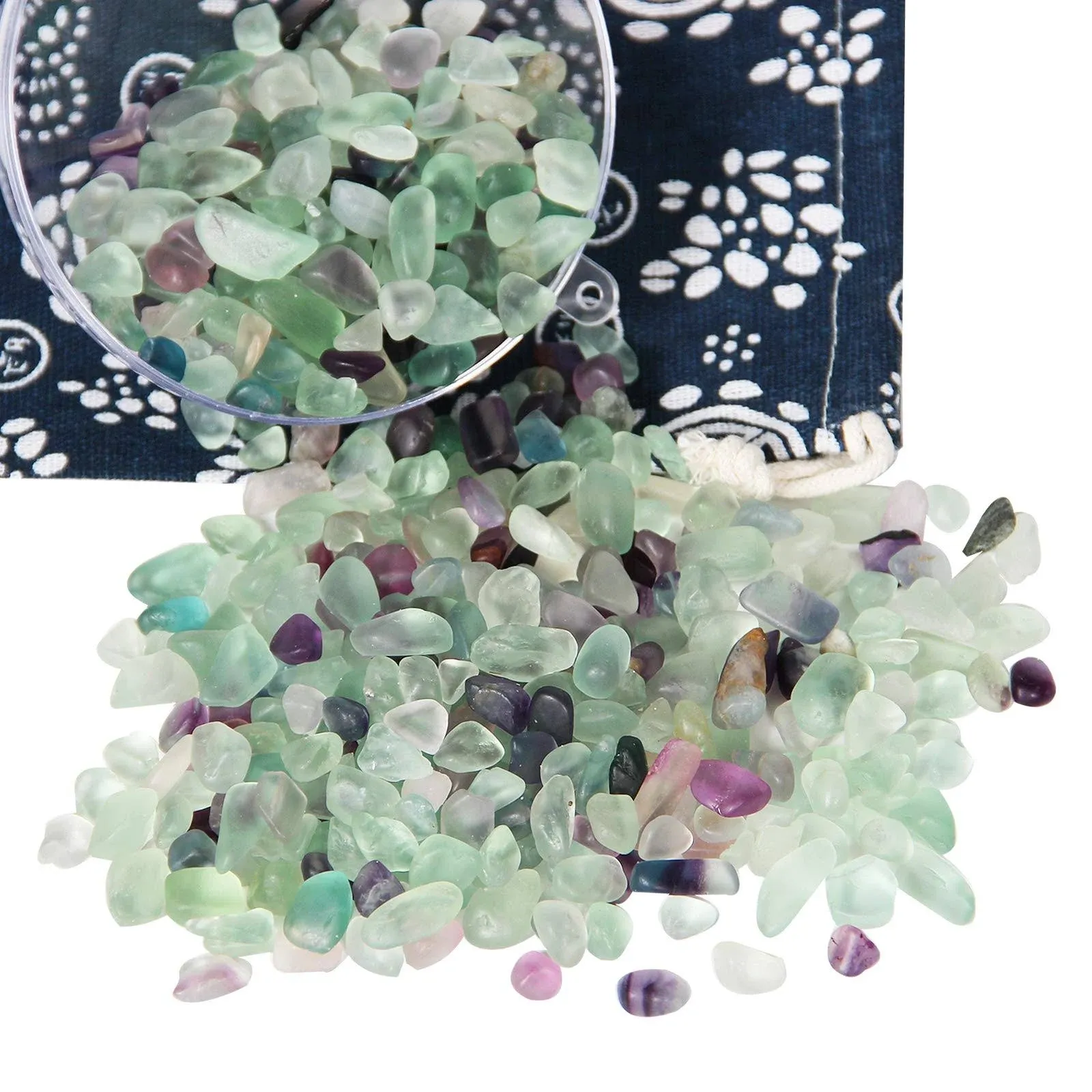 Orientrea 1.1lb Natural Crushed Fluorite Crystal Tumbled Chips-Healing Crystals ...