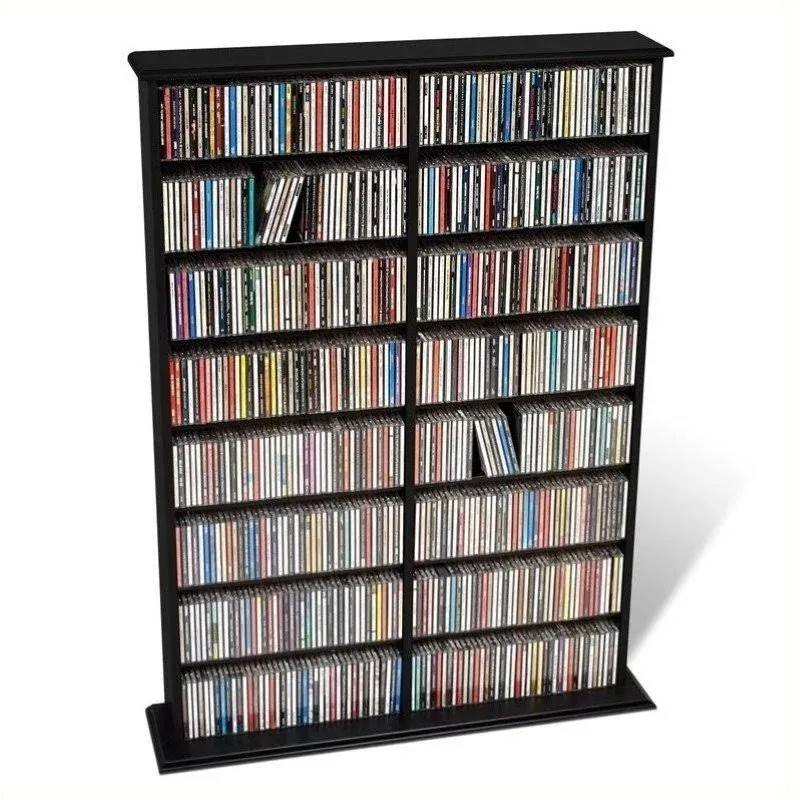 BOWERY HILL 51" Double CD DVD Wall Media Storage Rack in Black