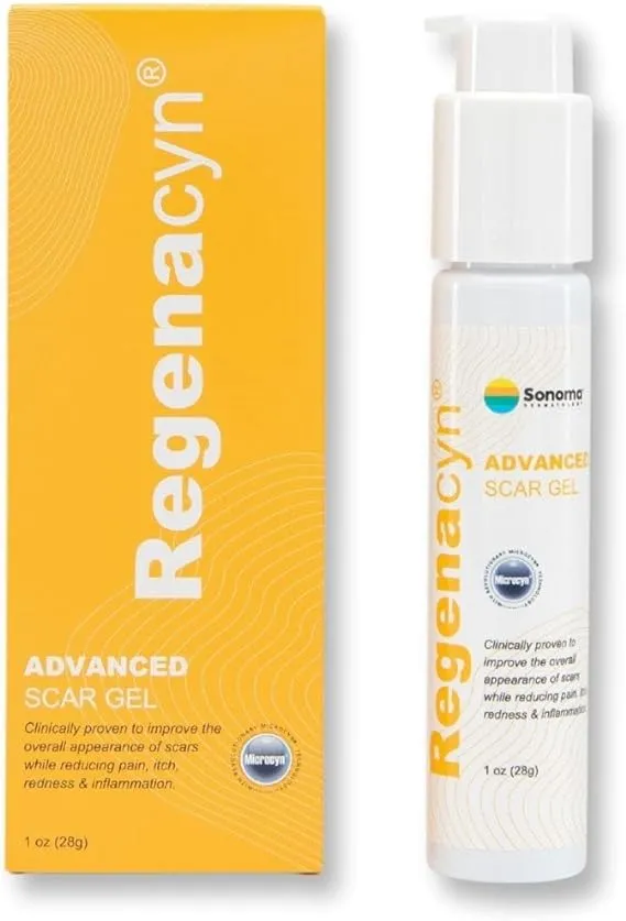 Sonoma Pharmaceuticals Regenacyn Scar Gel, Advanced Acne Scar Treatment with Hypochlorous Acid, Stretch Mark Remover with Microcyn Technology, Back