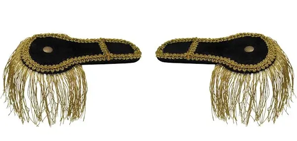 Ringmaster Black Shoulder Epaulettes Gold Fringe Boards Costume Accessories