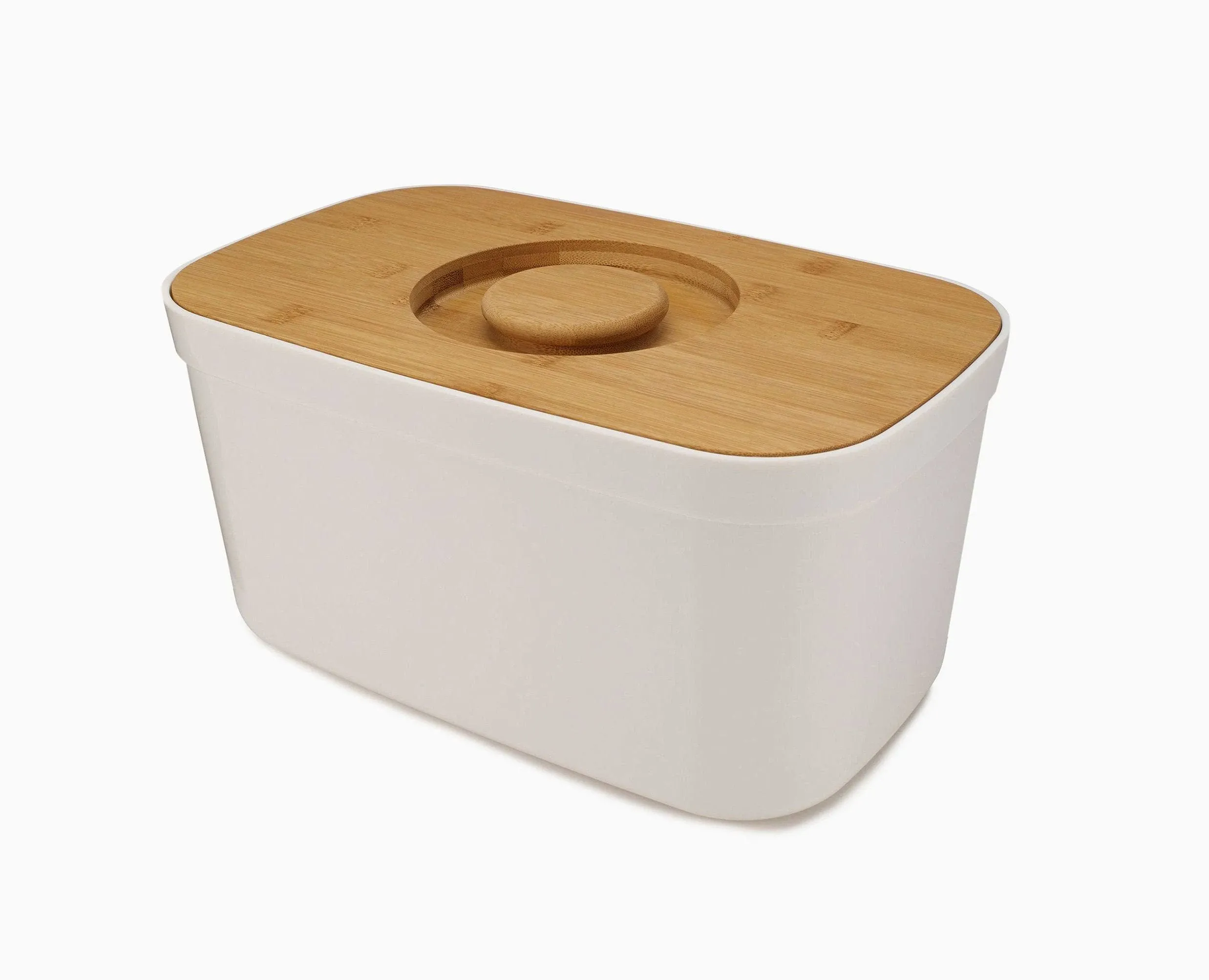 Joseph Joseph Bread Bin with Bamboo Cutting Board Lid - White