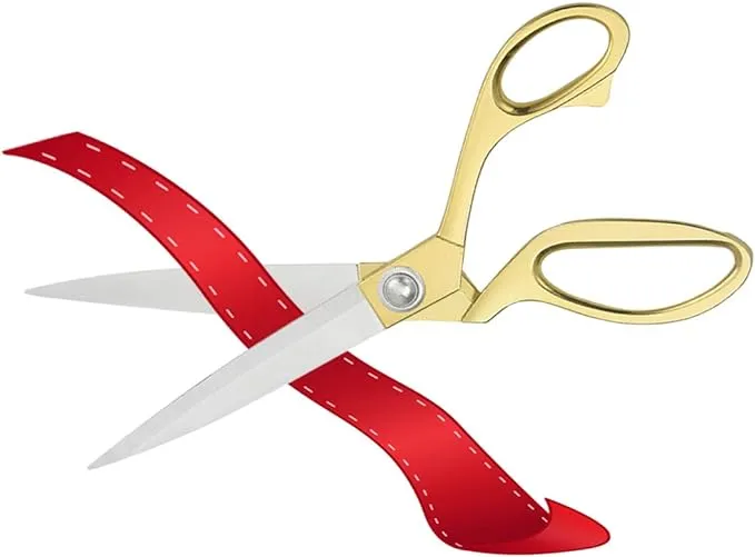 Ribbon Cutting Scissors Gold Scissors Stainless Steel 10.5" Big Scissors for Ribbon Cutting Ceremony Heavy Duty Fabric Tailor Scissors for Cardboard Cutting Sewing