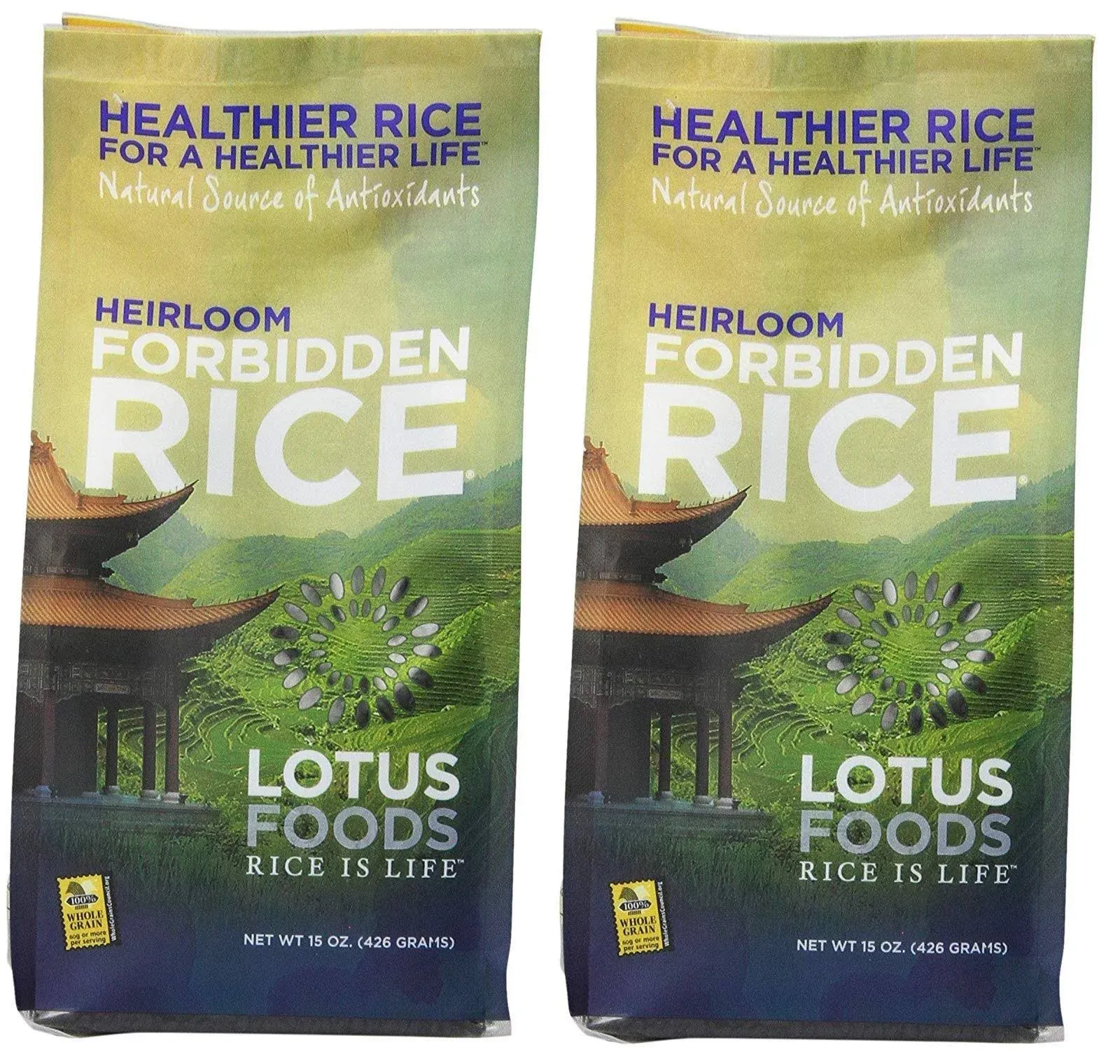 Lotus Foods Heirloom Forbidden Black Rice |15 ounces | Pack of 2