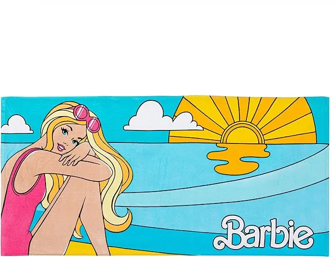 Barbie Super Soft Cotton Bath/Pool/Beach Towel, Barbiecore 58 in x 28 in, (Official Barbie Product) By Franco