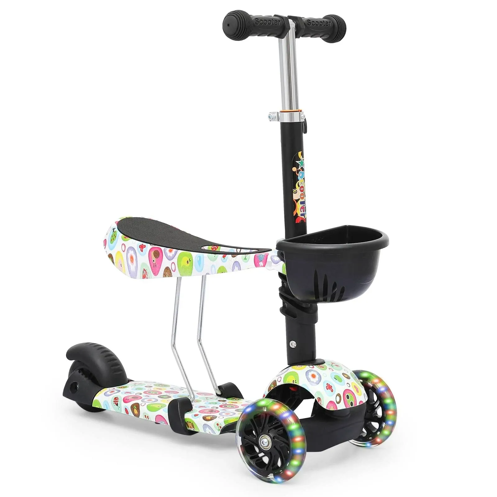 MADOG Toddler 3-Wheel Mini Scooters for Kids 3-5, 2-in-1 Height Adjustable Boys and Girls Scooter with Light Up Wheels