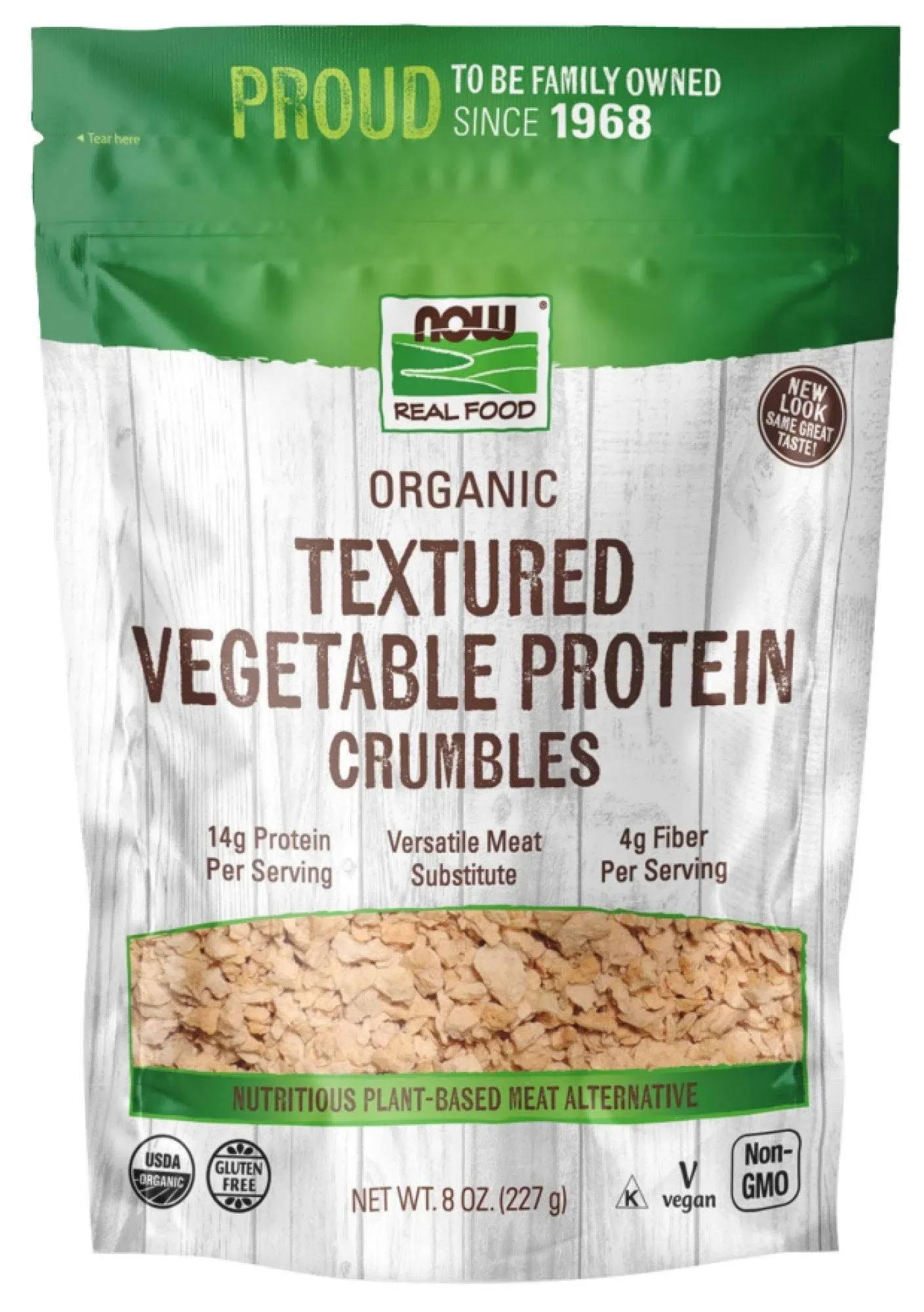 NOW Foods, Organic Textured Soy Protein Granules, Non-GMO, Versatile, Vegetable-Sourced Protein, 8-Ounce (Packaging May Vary)