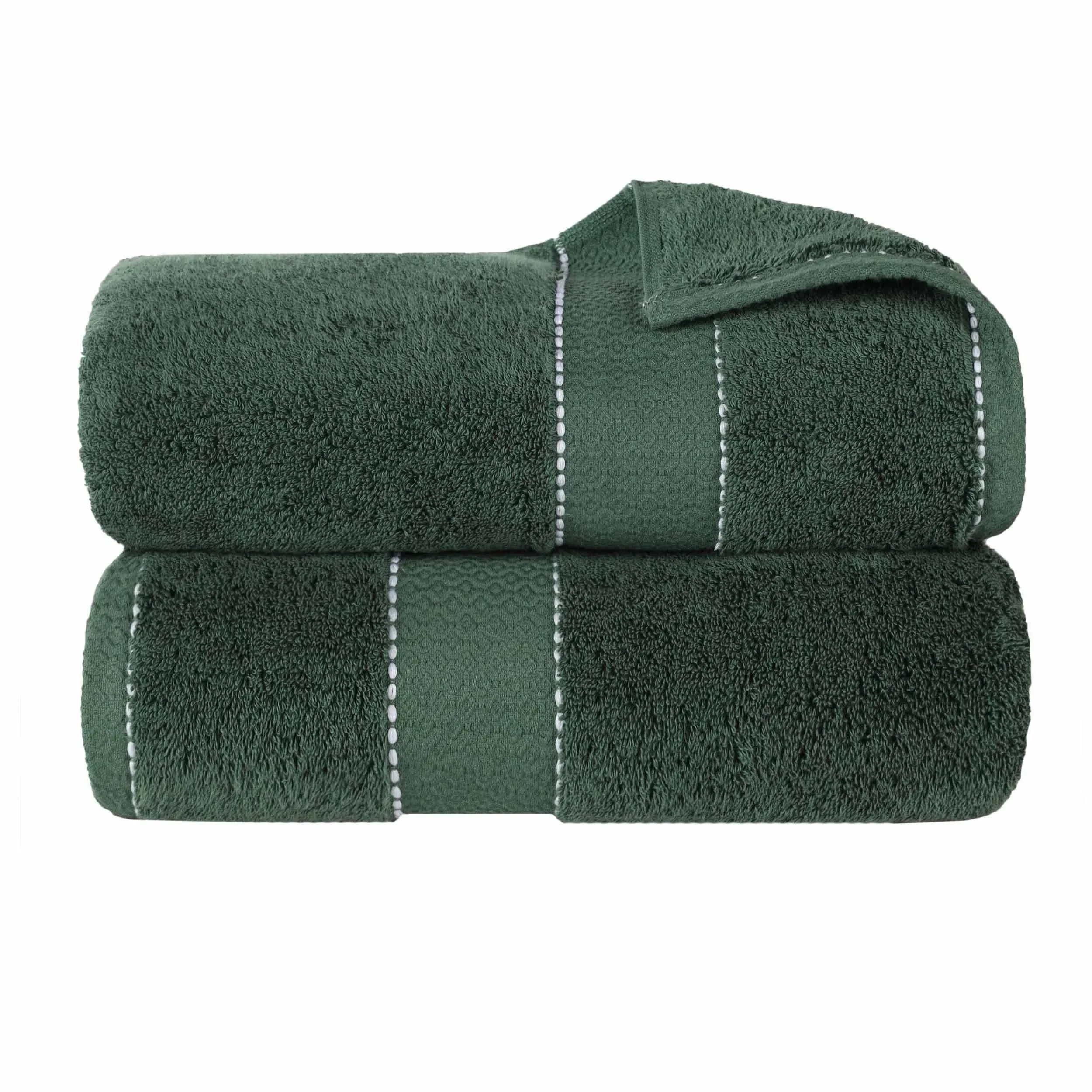 Superior Egypt Produced Giza Cotton Bath Sheet Set, Oversized, Absorbent Large Body Towels, Soft Quick Dry, Shower, Spa, Hotel, Pool, Guest, Home Essentials, Set of 2, Niles Collection, Forest Green