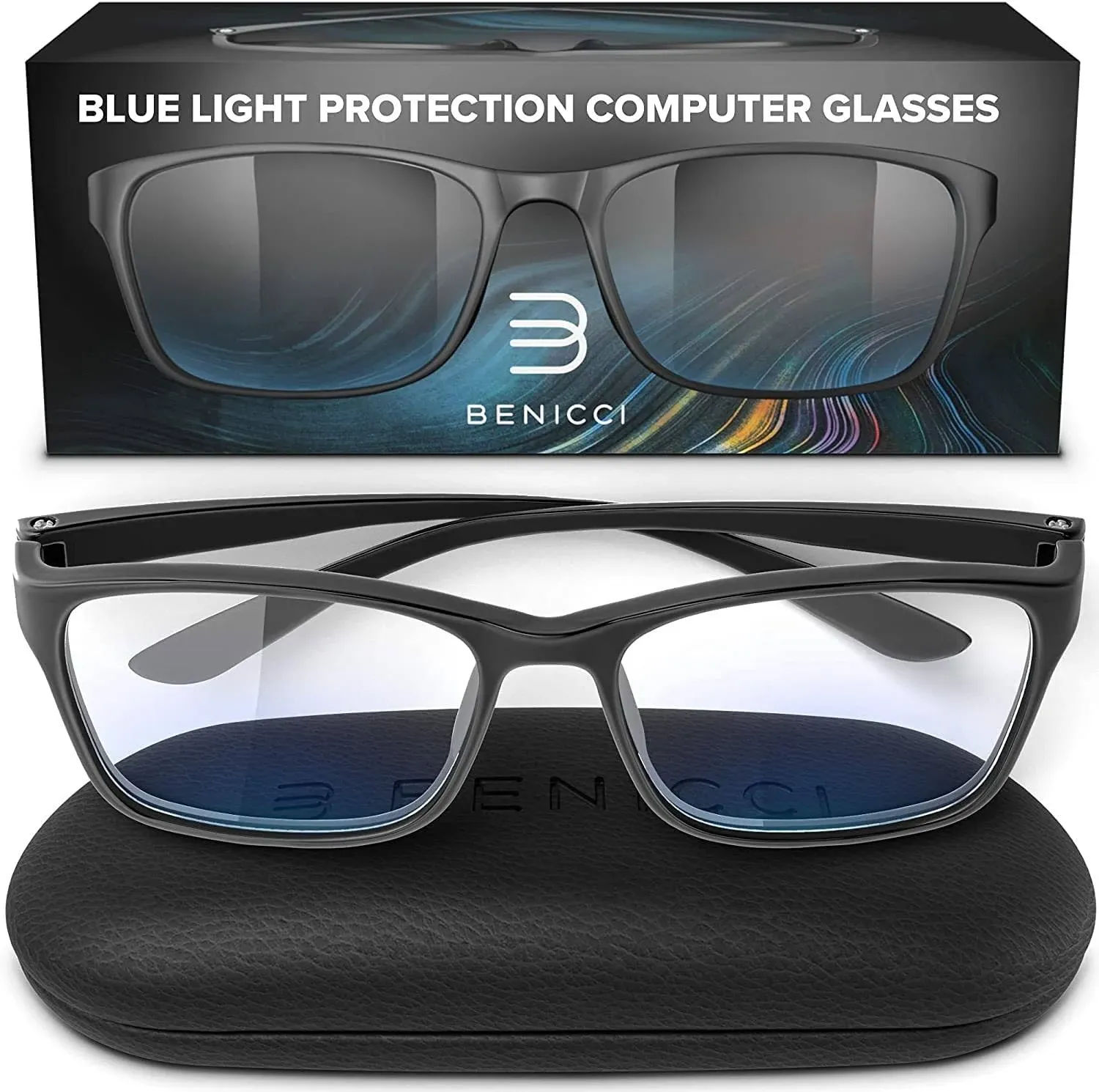 Benicci Stylish Blue Light Blocking Glasses for Women or Men Ease Computer and Digital Eye Strain, Dry Eyes, Headaches and Blurry Vision