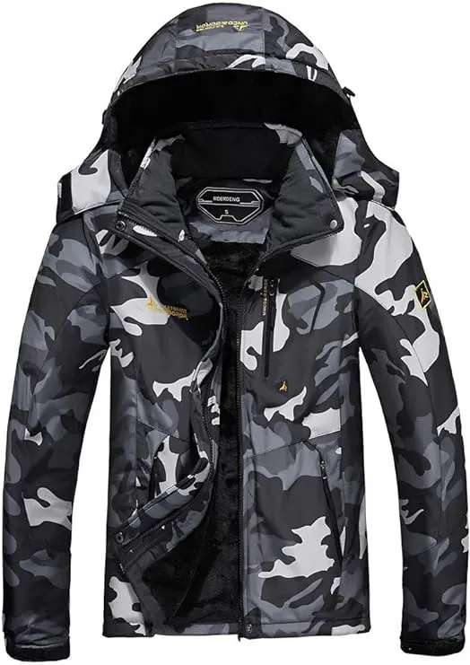 MOERDENG Men's Waterproof Ski Jacket Warm Winter Snow Coat Mountain Windbreaker Hooded Raincoat