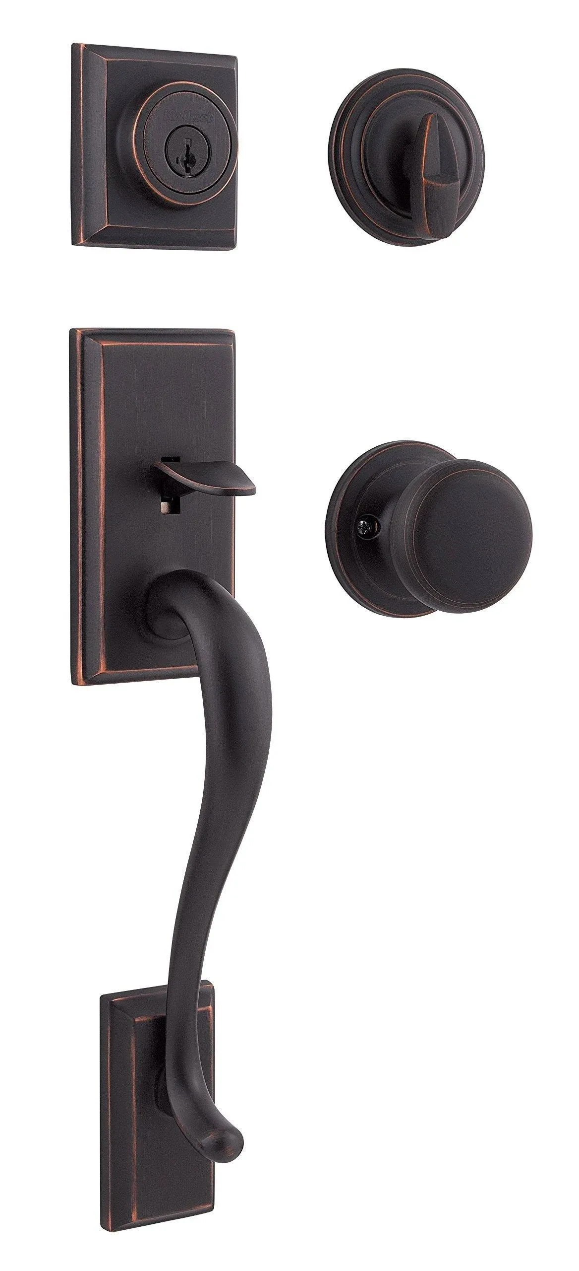 Kwikset - 98001-104 - SmartKey Hawthorne/Juno Venetian Bronze Entry Handleset ANSI/BHMA Grade 1 KW1 1-3/4 in.