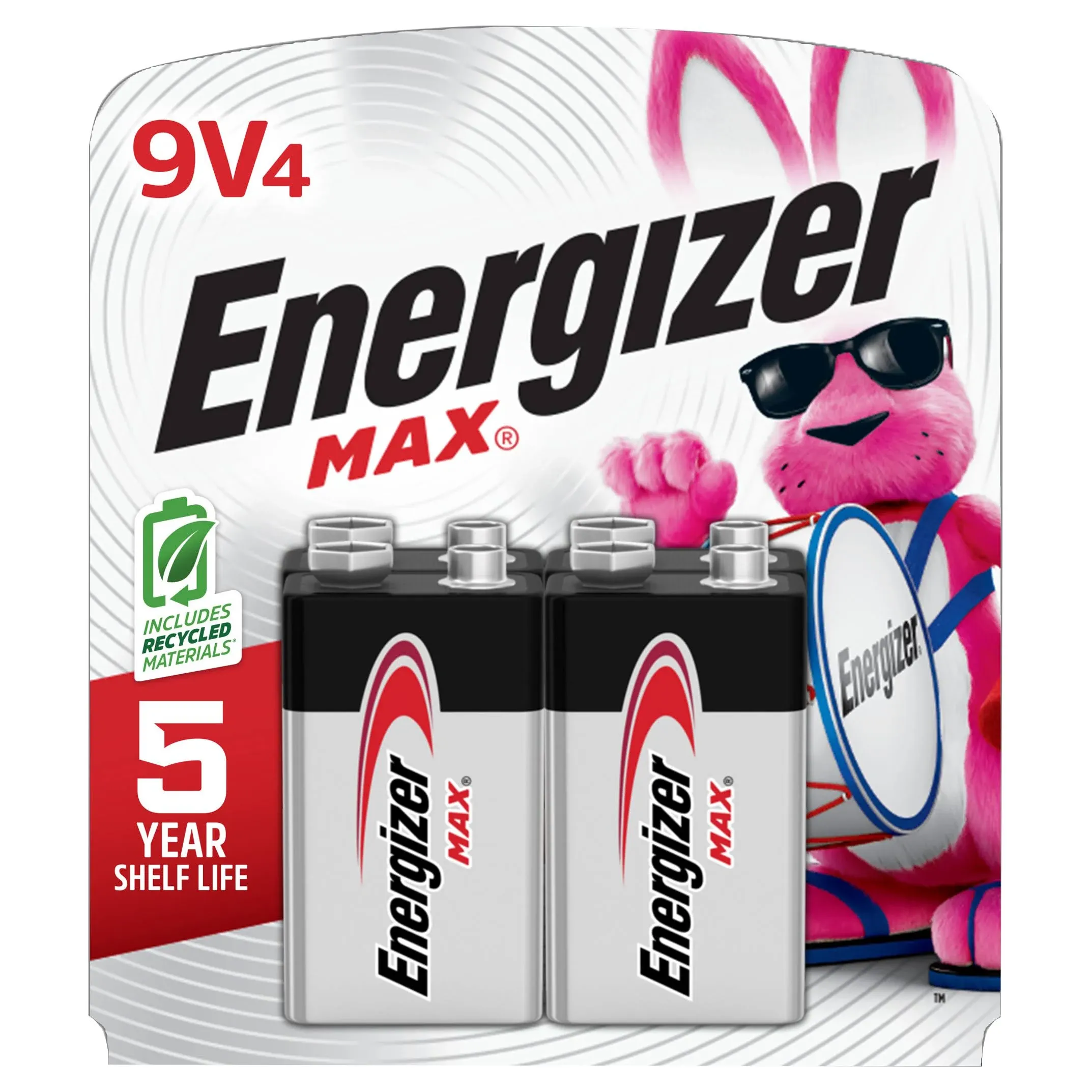 Energizer Max Batteries, Alkaline, 9V - 4 batteries