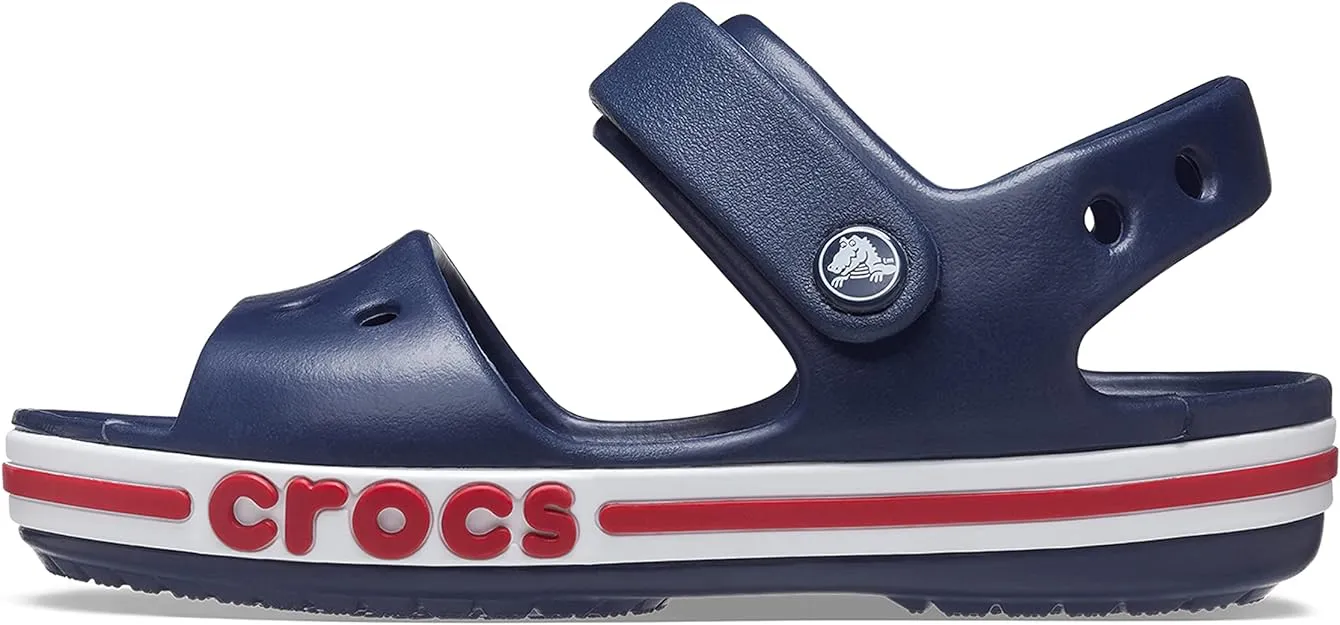 Crocs Kids' Bayaband Sandal, Navy Blue/Red Pepper, J2