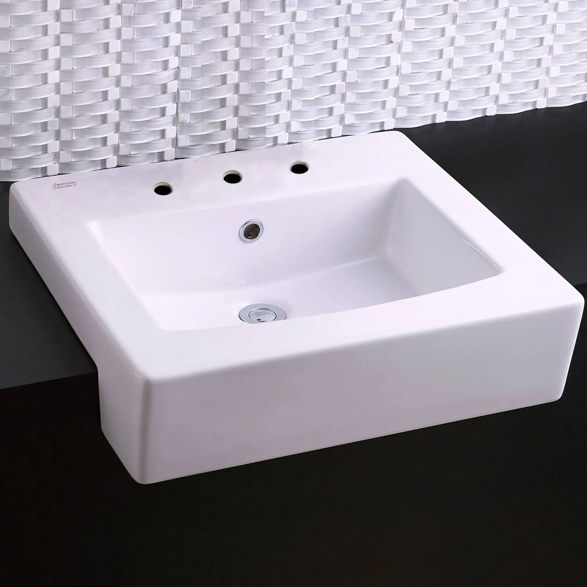 American Standard 0342008.020 Boxe Semi-Countertop Bathroom Sink, 13, White