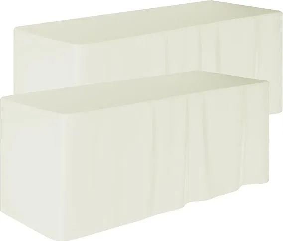 Ivory 2 Pack Table Clothes for 6 Foot Rectangle Tables Fitted Table Covers for Table in Polyester Fabric for Buffet Table, Holiday Dinner, Wedding & Trade Show, 72 x 30 Inches